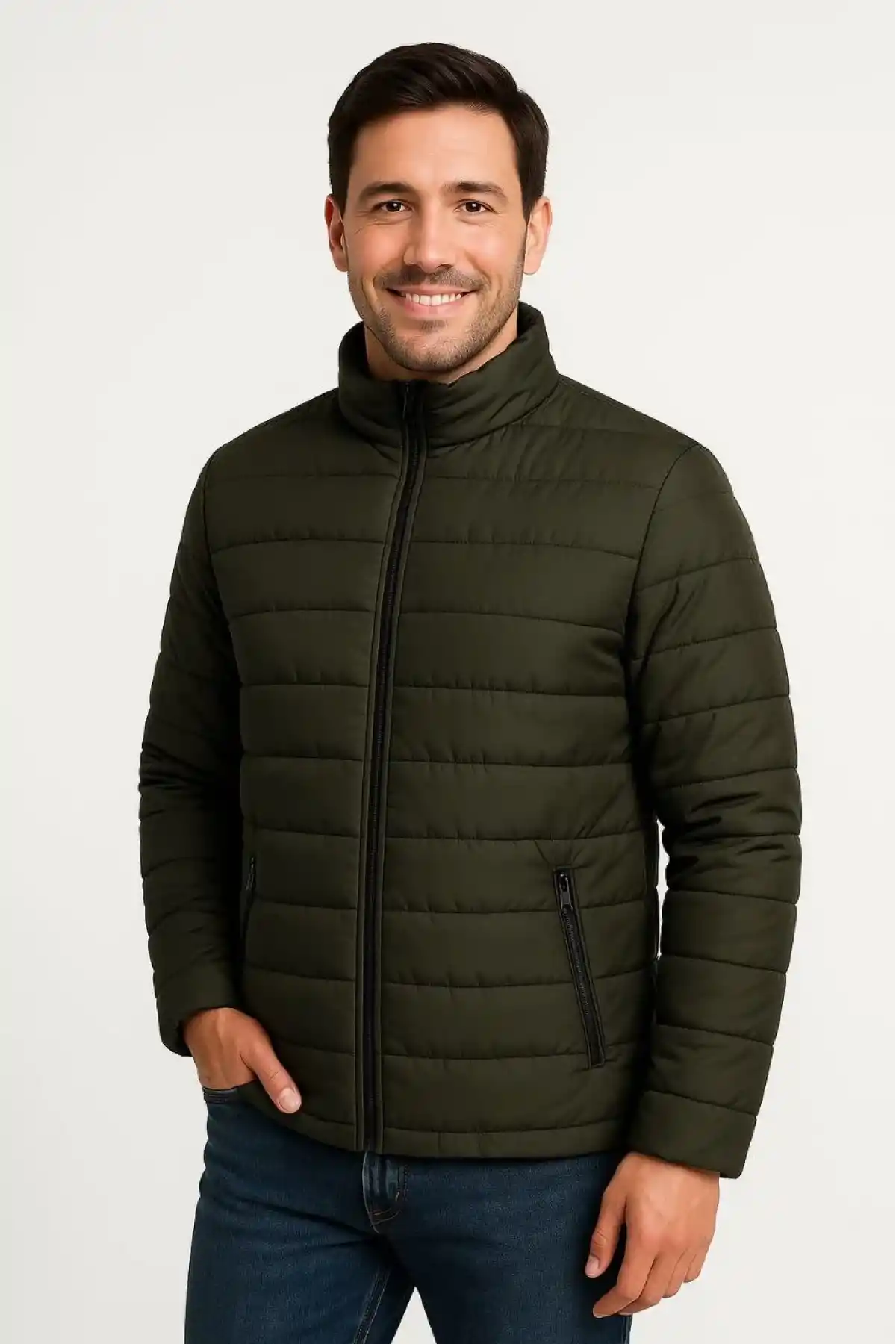 Erkek Bomber Mont Ceket – Su İtici Kumaş, Kapitone Astarlı, Fermuarlı, Kışlık - Haki