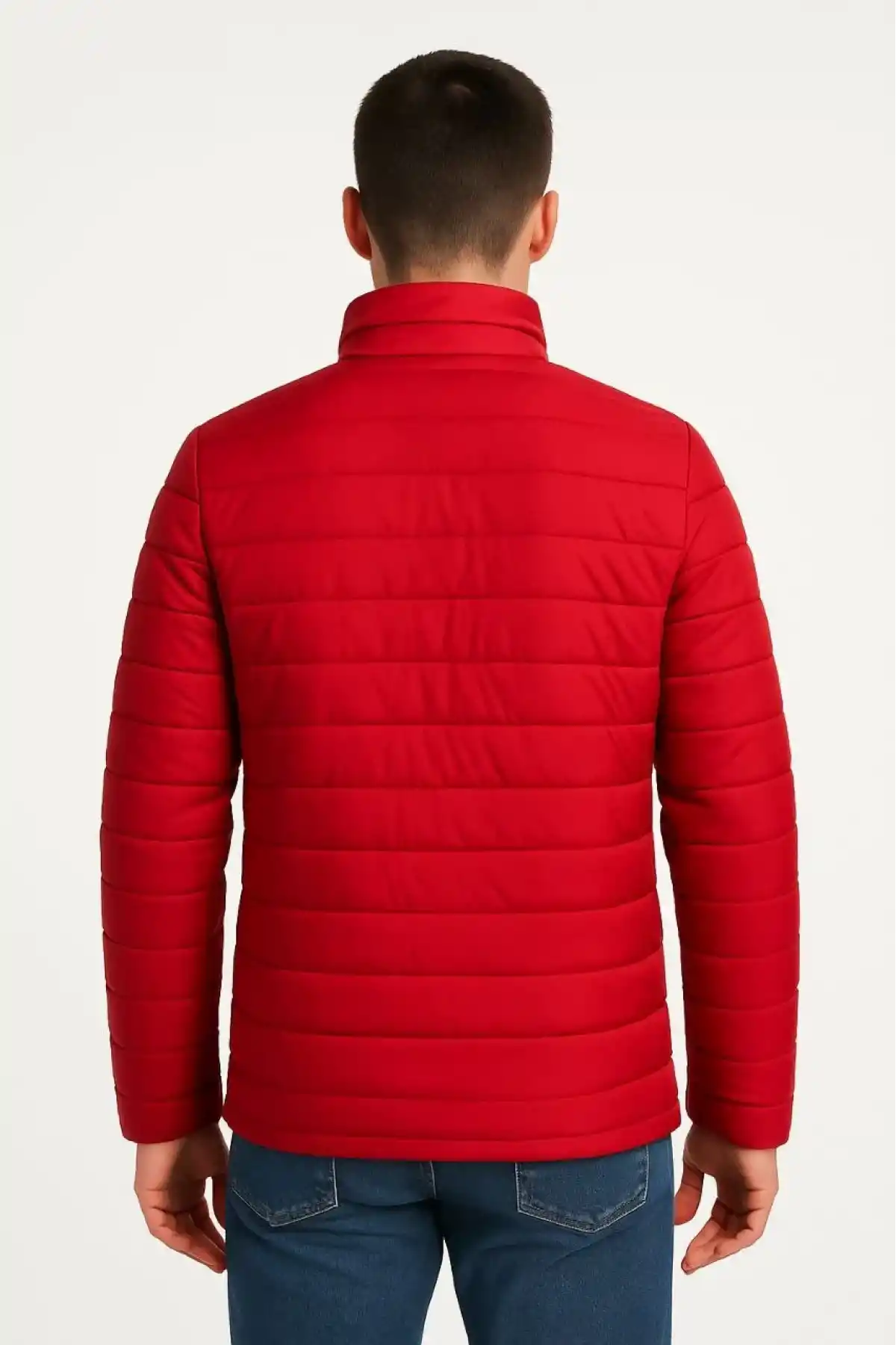 Erkek Bomber Mont Ceket – Su İtici Kumaş, Kapitone Astarlı, Fermuarlı, Kışlık - Kırmızı
