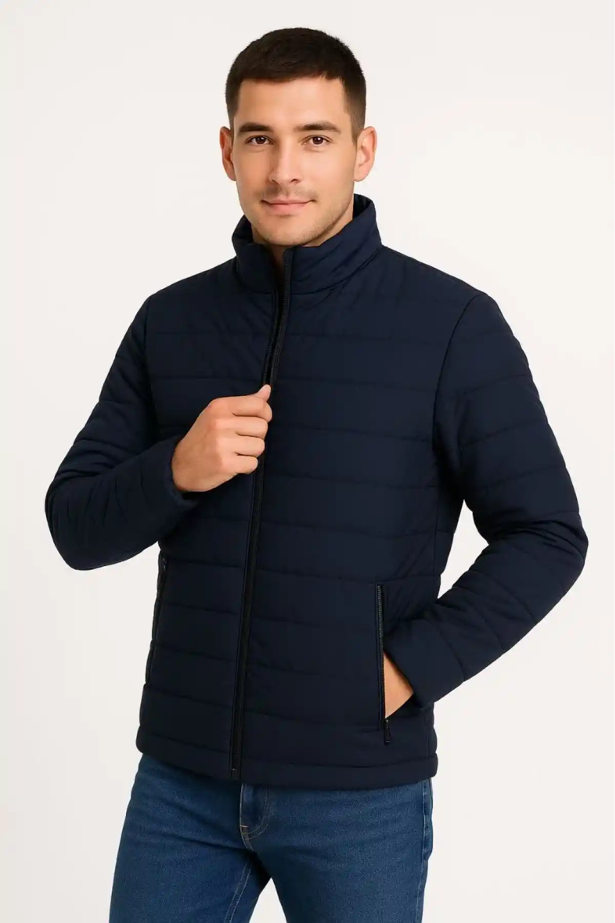 Erkek Bomber Mont Ceket – Su İtici Kumaş, Kapitone Astarlı, Fermuarlı, Kışlık - Lacivert