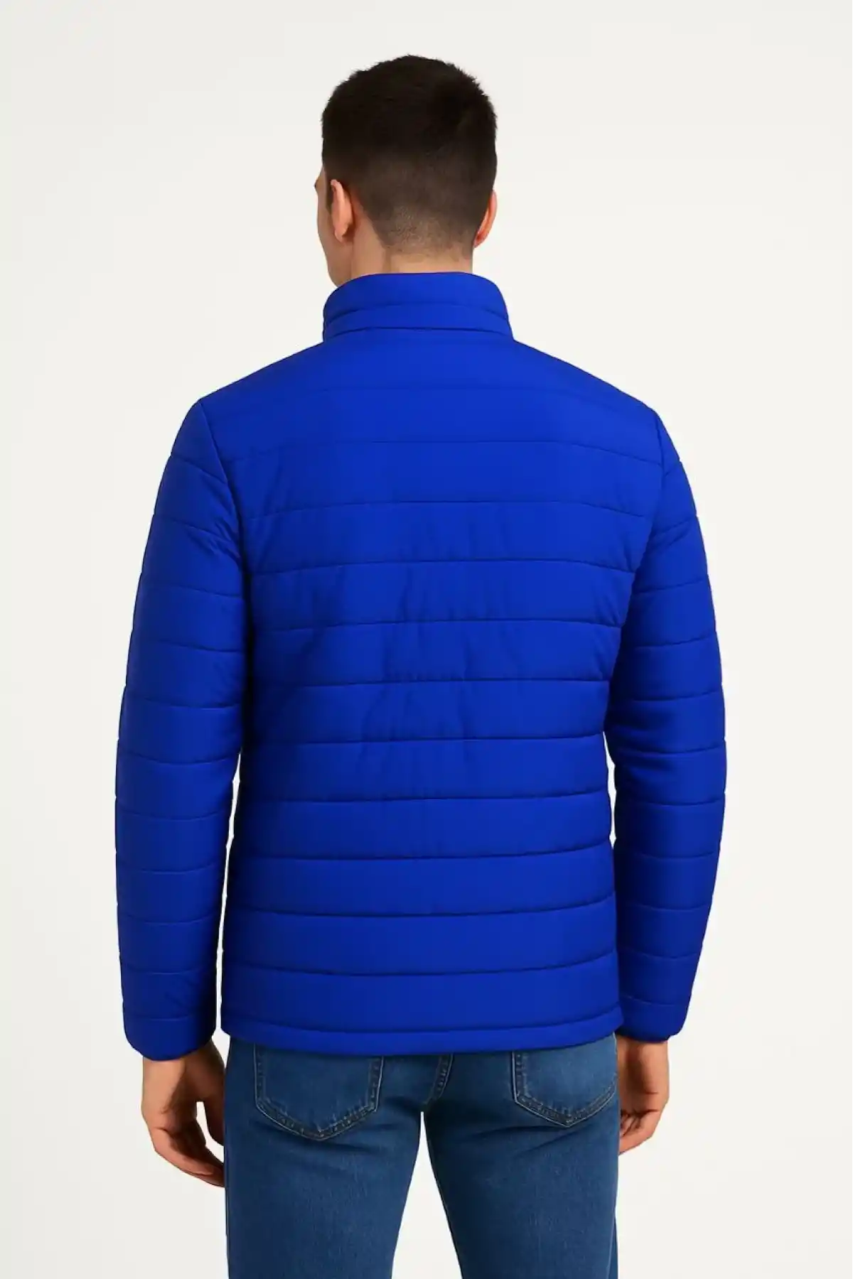 Erkek Bomber Mont Ceket – Su İtici Kumaş, Kapitone Astarlı, Fermuarlı, Kışlık - Saks Mavisi