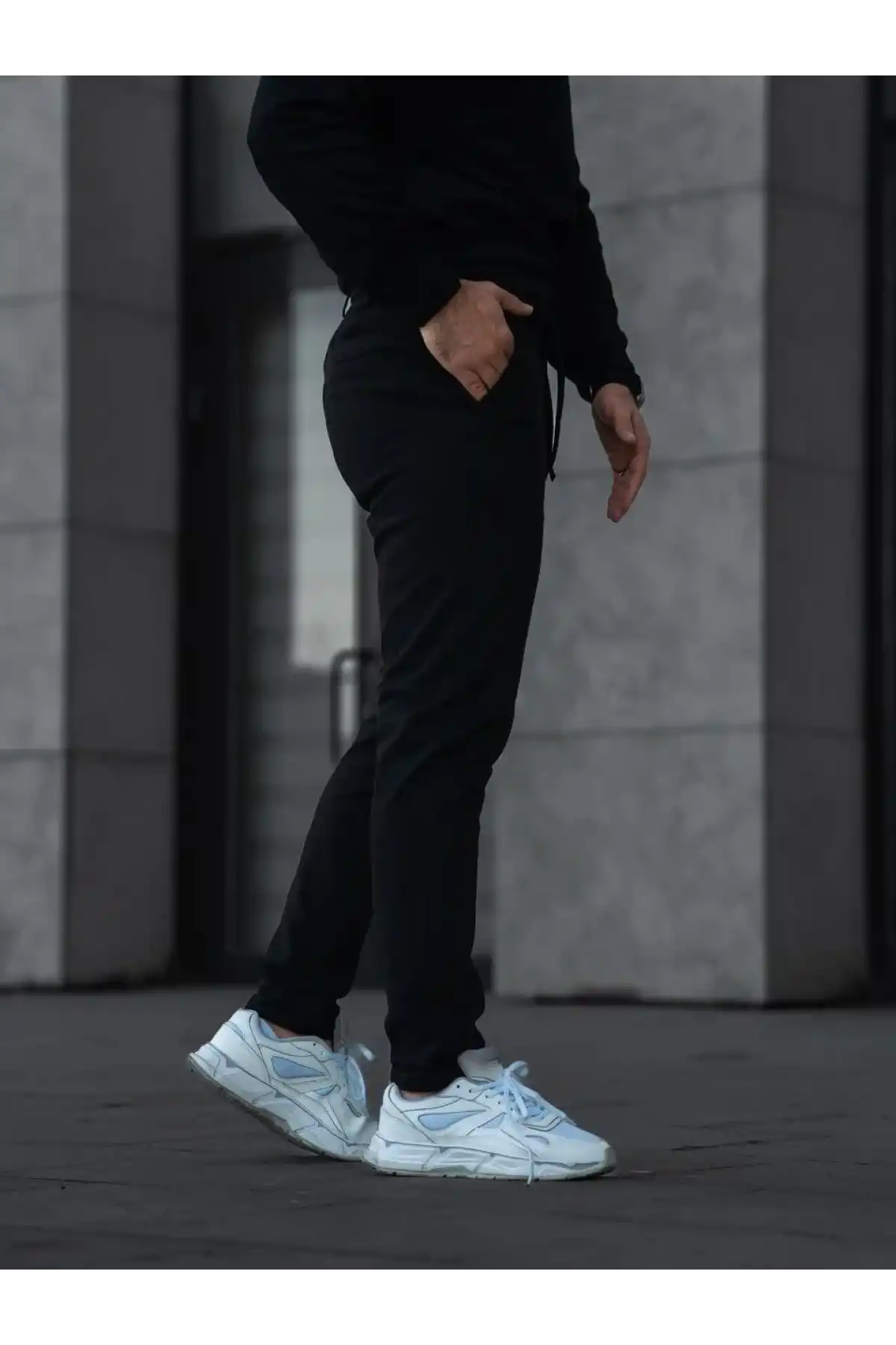 Erkek Diagonel Mikro dokulu Cepli Pantolon - Siyah