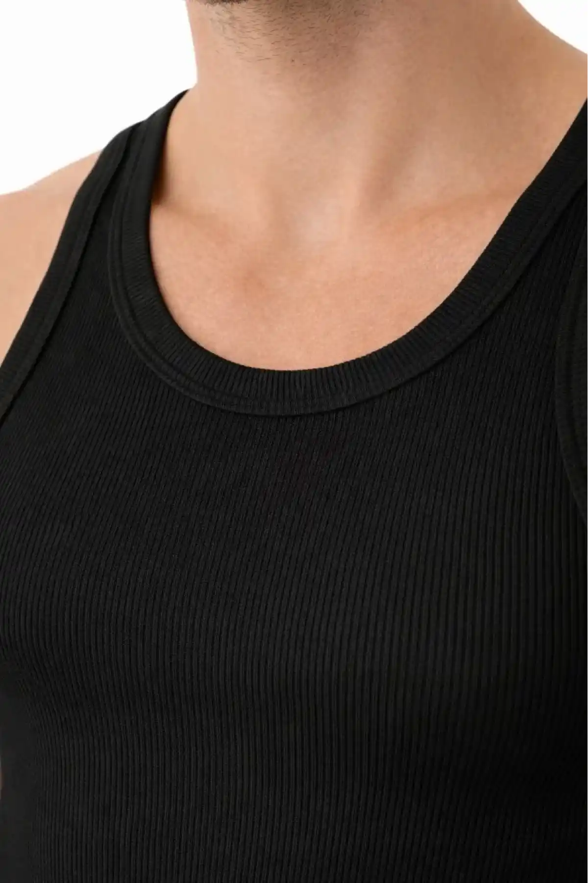 Erkek Fitilli Likralı Kaşkorse Atlet Vücuda Oturan Basic Şıklık - Siyah