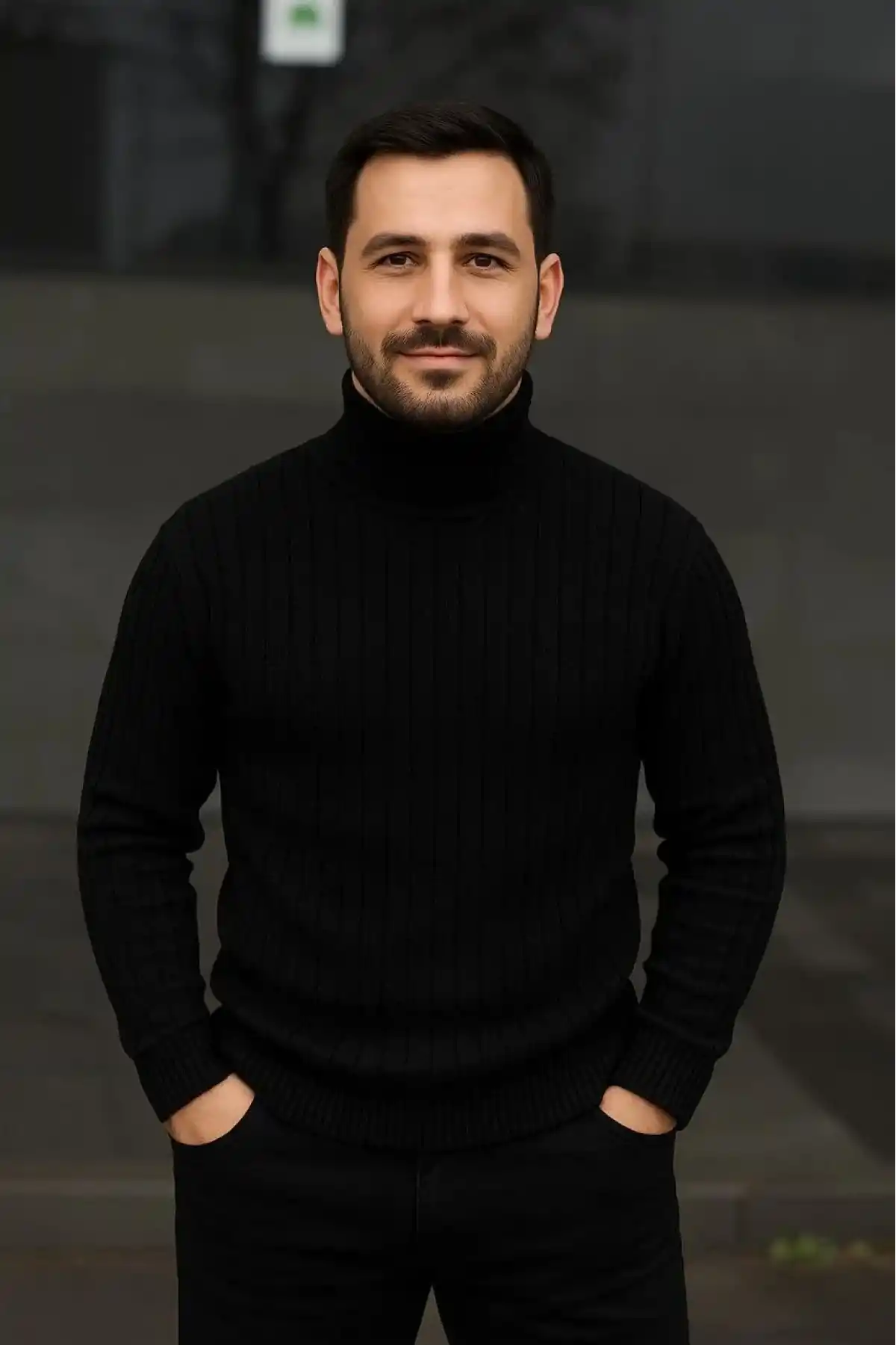 Erkek Fitilli Triko Kazak 3lÜ Set Bej Haki Siyah Regular Balıkcı Yaka Tam Boğazlı Triko