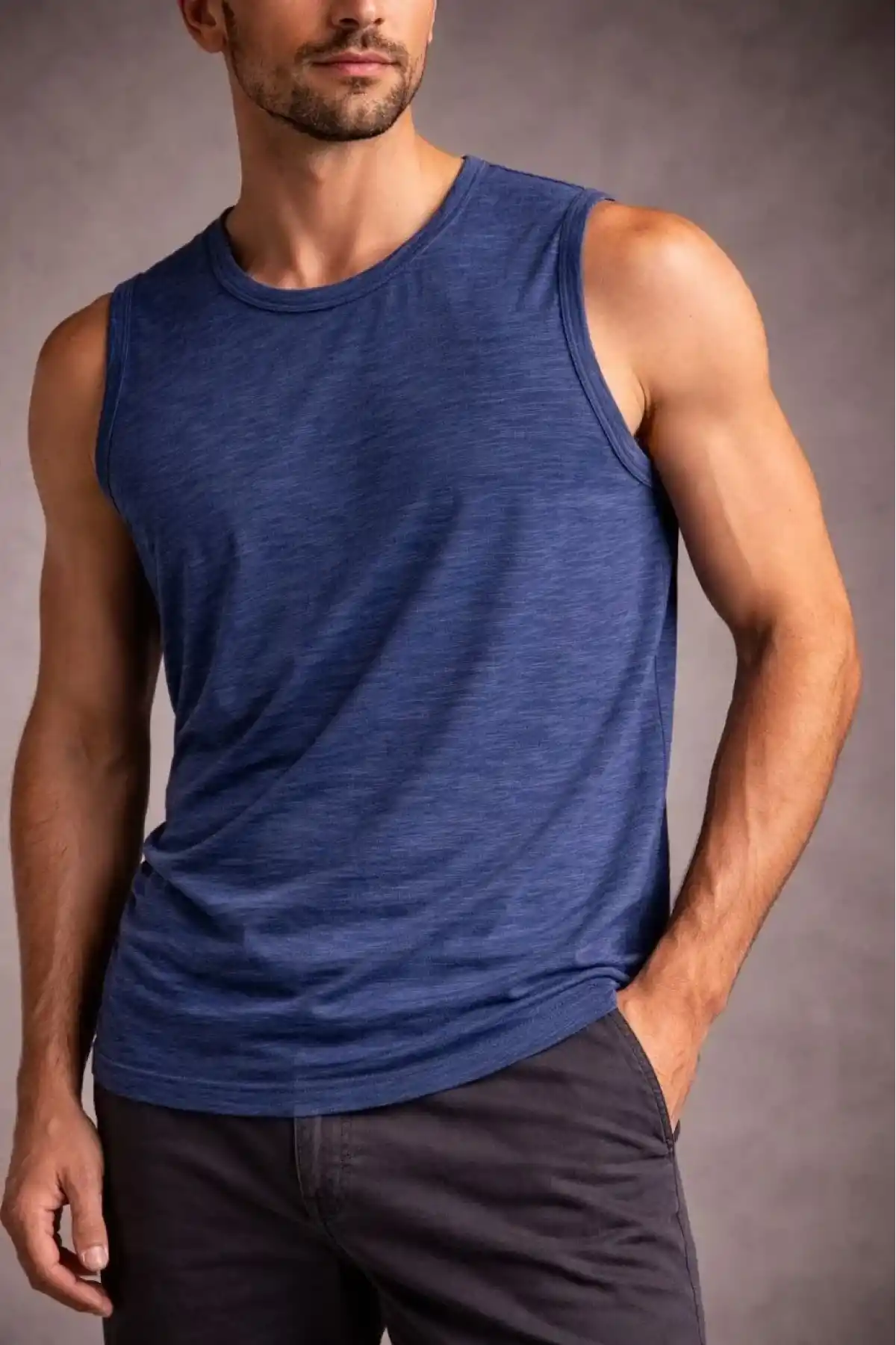 Erkek Flamlı Sıfır Kolsuz Atlet ve Fitness - İndigo