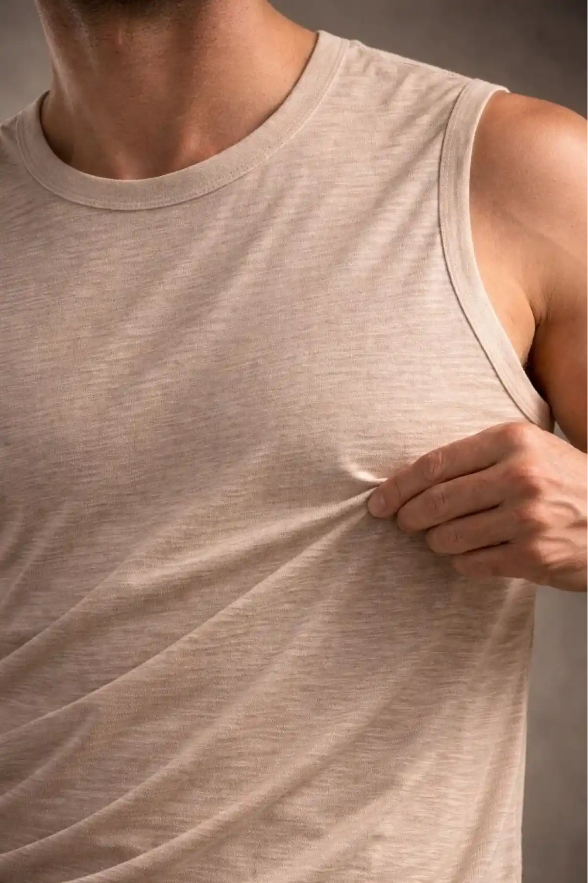 Erkek Flamlı Sıfır Kolsuz Atlet ve Fitness - Taş