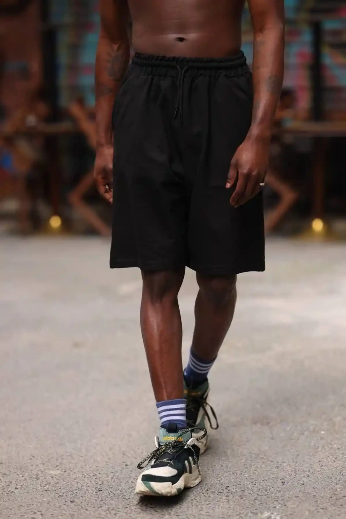 Erkek İki İplik Cepli Şort - Siyah