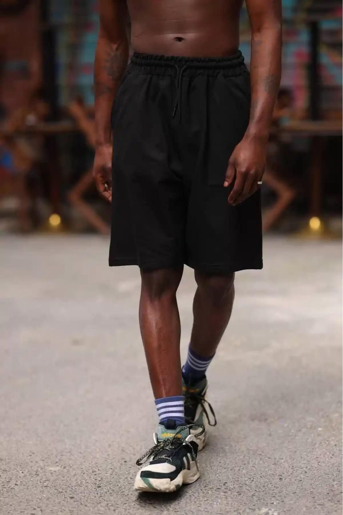 Erkek İki İplik Cepli Şort - Siyah