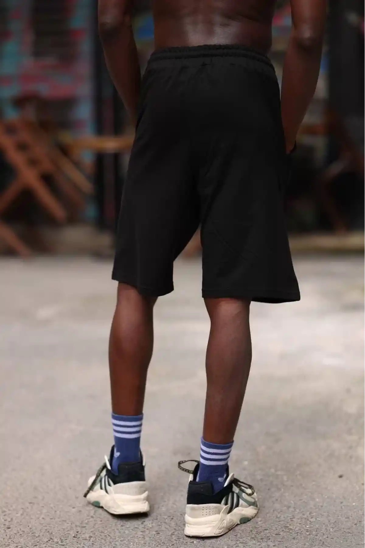 Erkek İki İplik Cepli Şort - Siyah