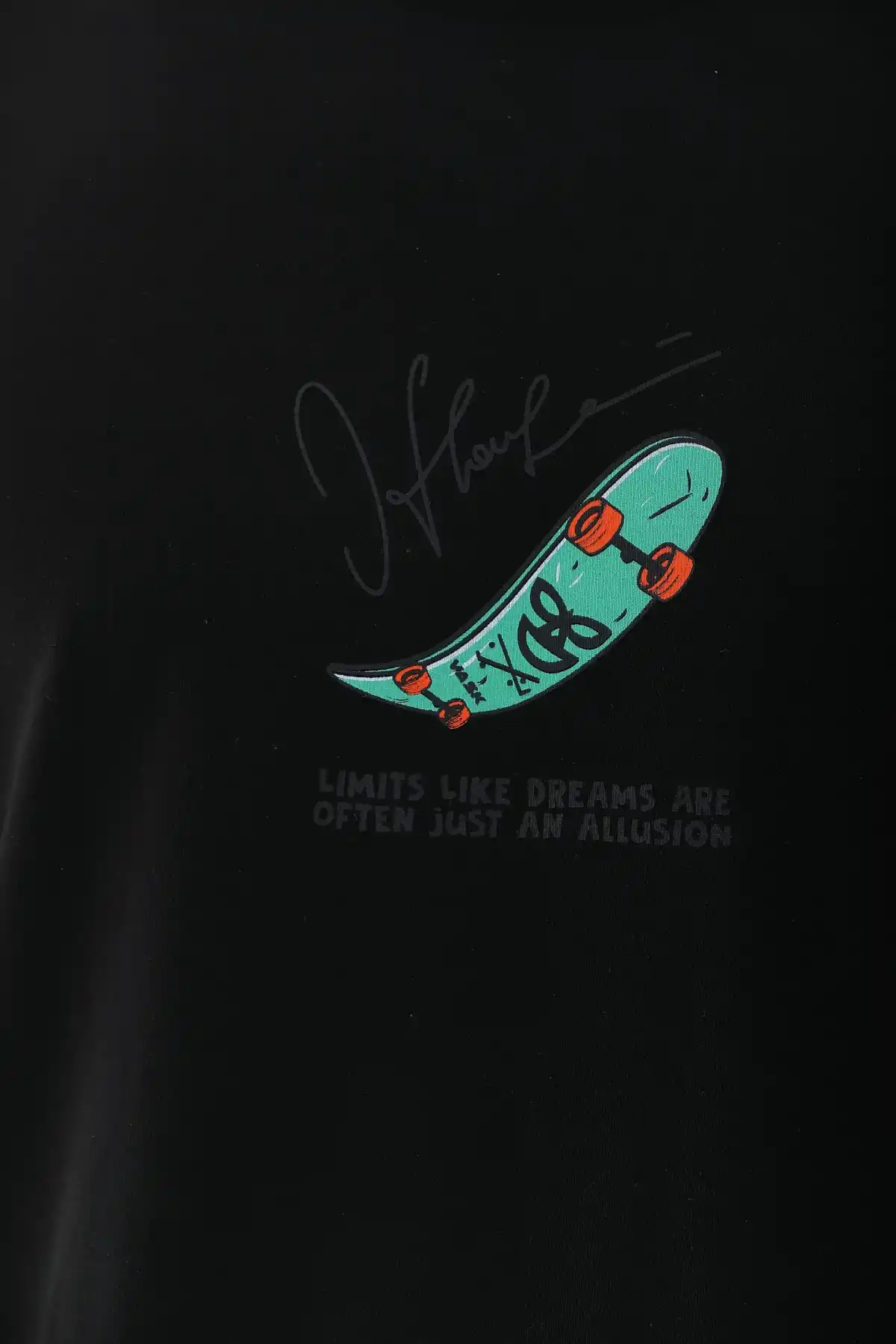 Erkek Kısa Kol Baskılı Bisiklet Yaka T-Shirt - Siyah