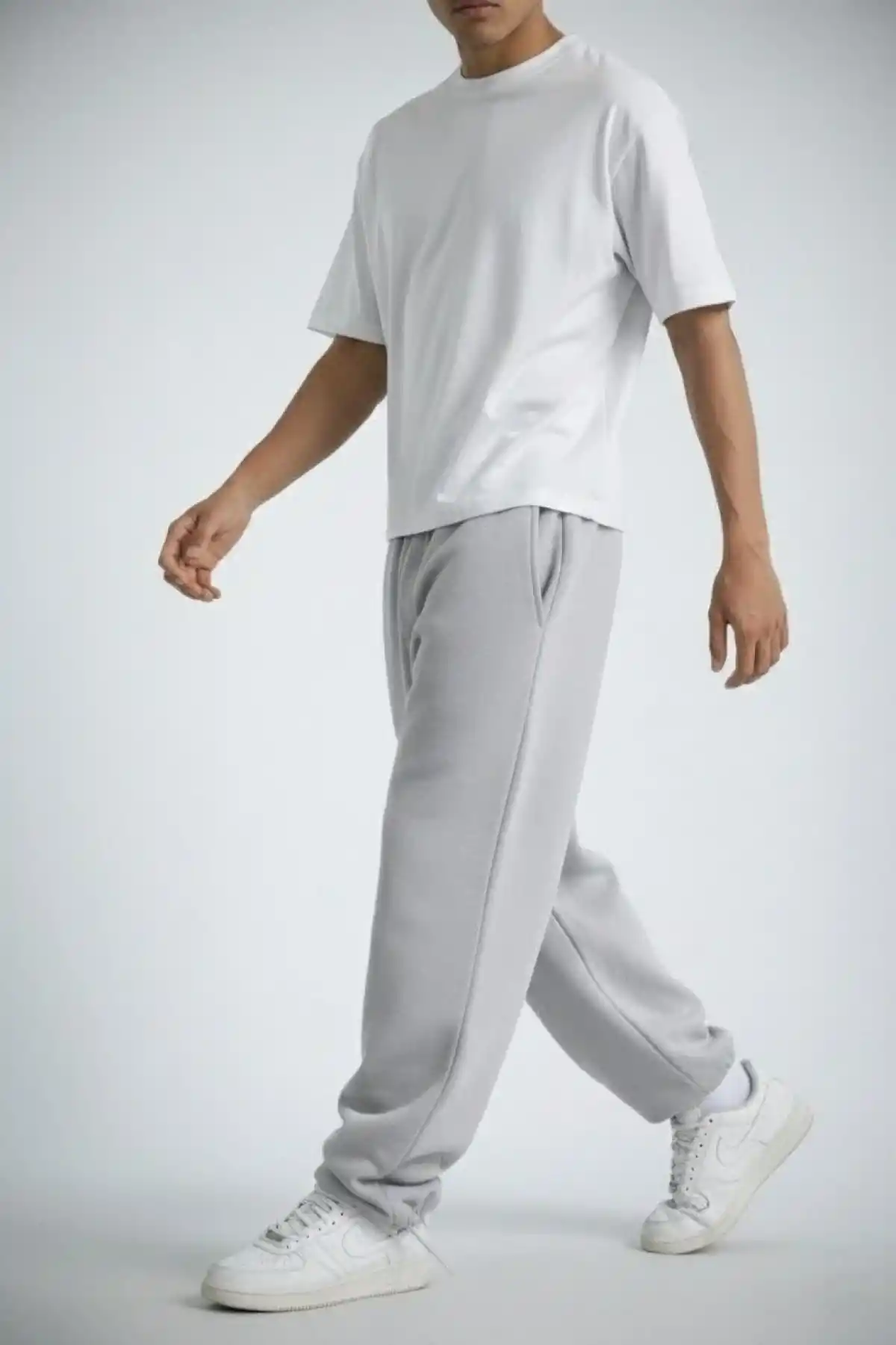 Erkek Lastikli Alt Eşofman - Gri