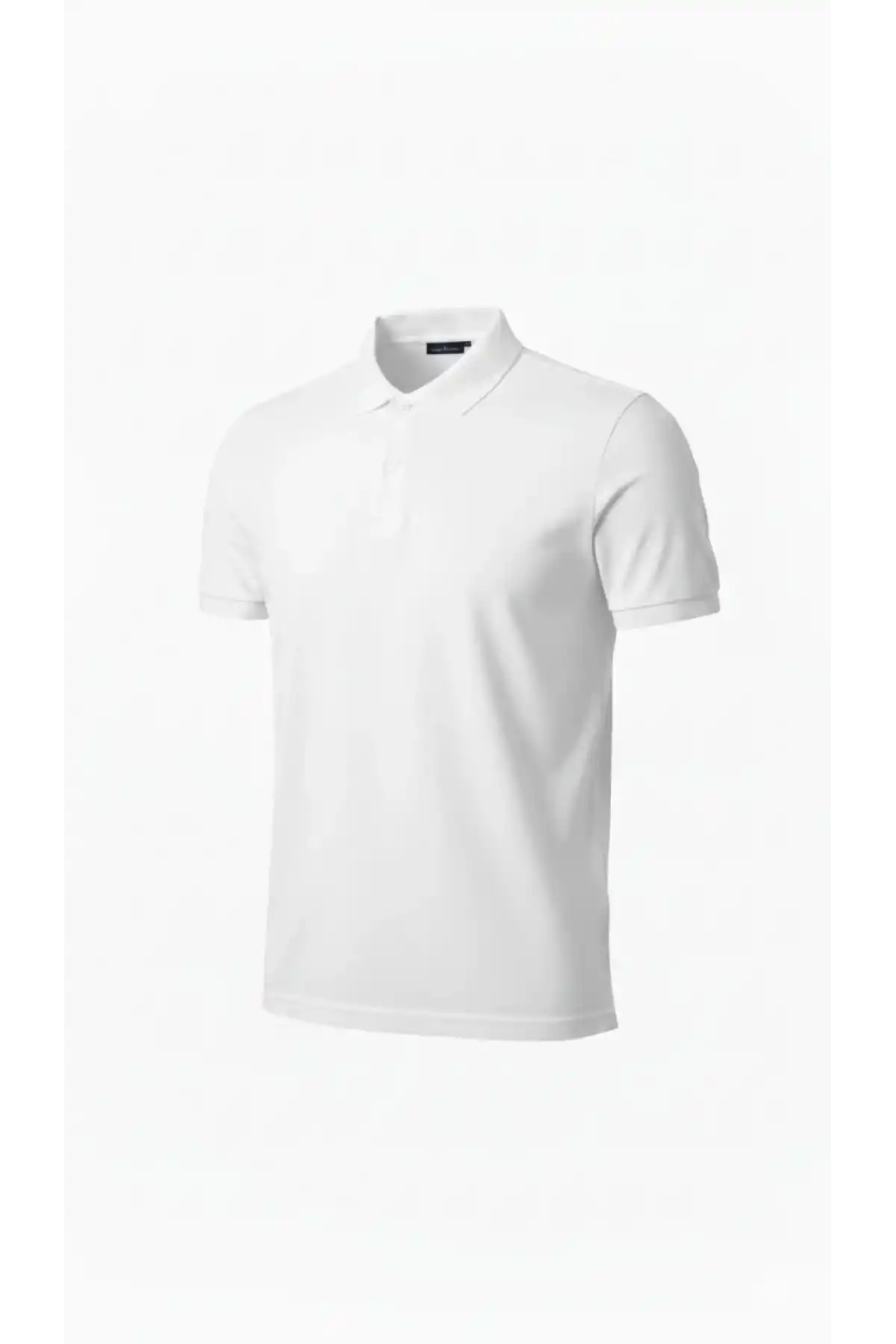 Erkek Pike Kumaş Düğmeli Yaka Regular Fit Günlük Kısa kol Tişört T-shirt - Beyaz