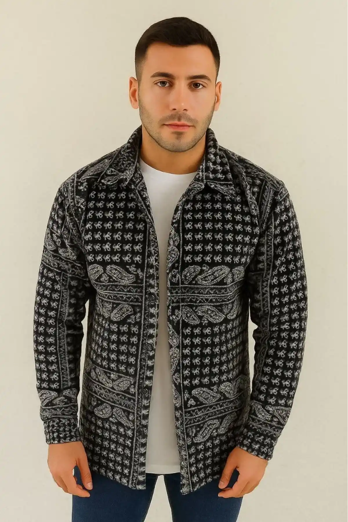 Erkek Polar Fermuarlı Sweatshirt – Kapüşonsuz, Cepli, Yumuşak Dokulu, Oversize Rahat Kalıp, Kışlık Sıcak Tutan Fermuarlı Üst - Siyah