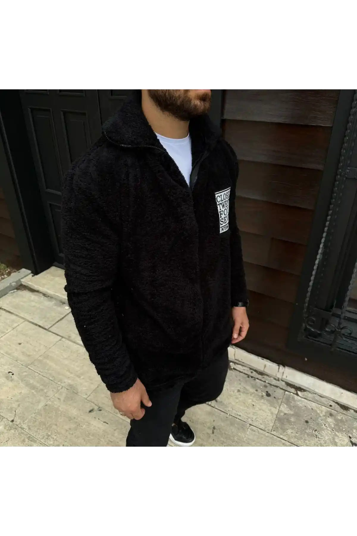 Erkek Polar Fermuarlı Sweatshirt – Kapüşonsuz, Cepli, Yumuşak Dokulu, Oversize Rahat Kalıp, Kışlık Sıcak Tutan Fermuarlı Üst - Siyah