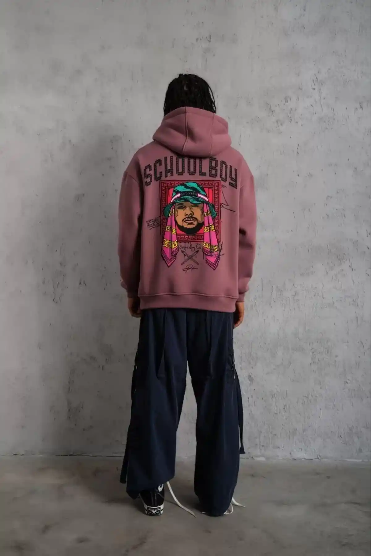 Erkek SCHOOL BOY Baskılı Kapüşonlu Sweat - Gül Kurusu