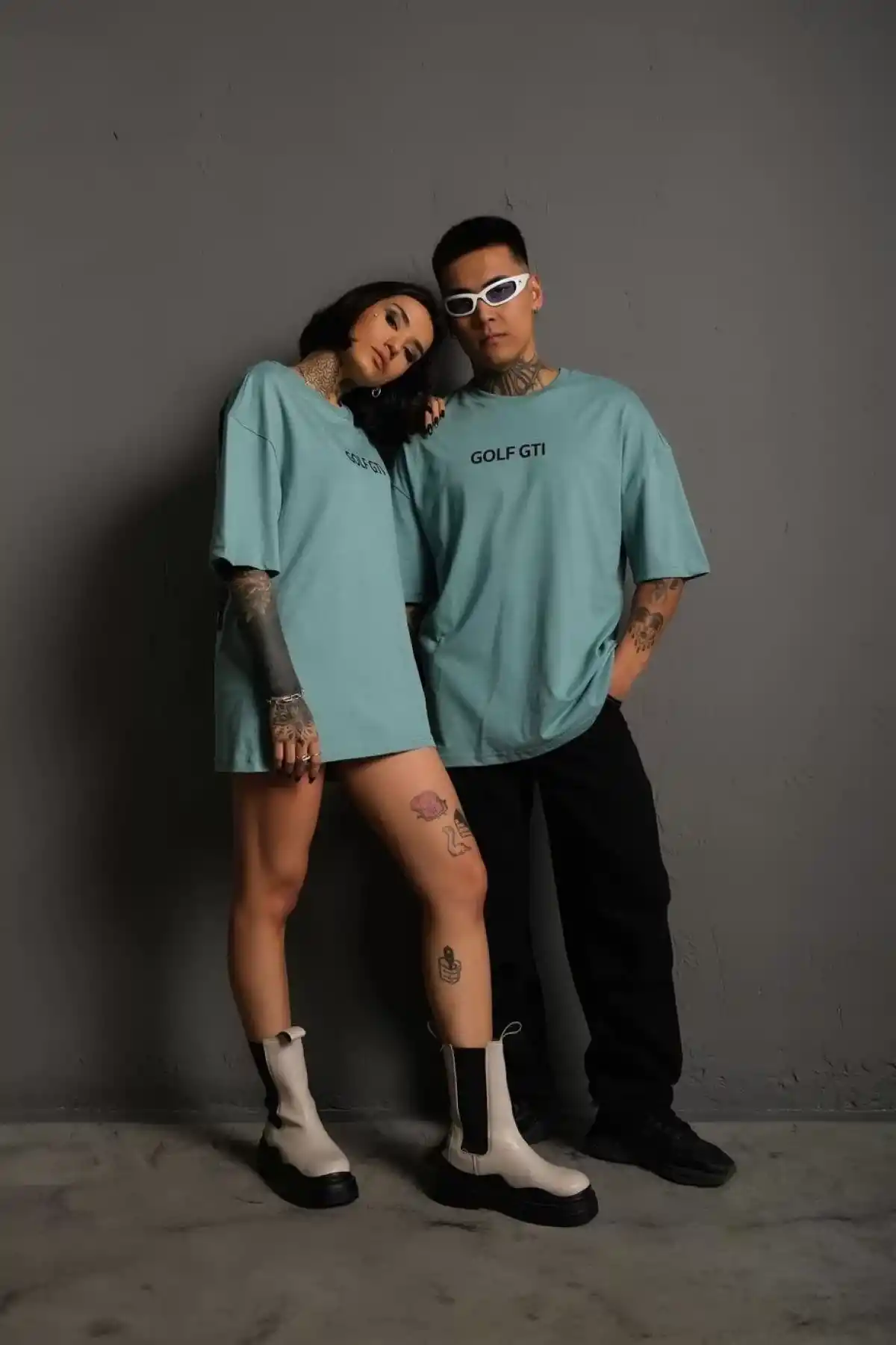 Erkek Oversize Baskılı Tişört – Golf GTI Retro Araba Desenli, Ön & Arka Dijital Baskı, Sokak Modası Stil - Mint Yeşili