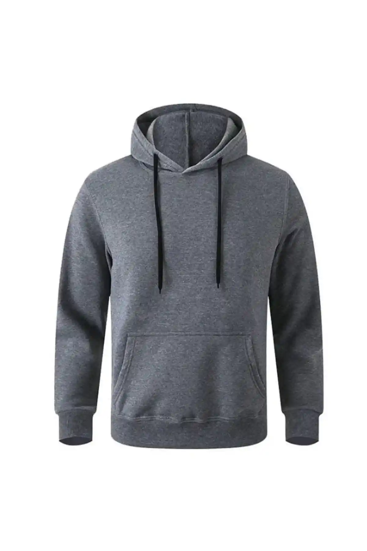 Erkek Uzun Kol Kapşonlu Basic Sweatshirt hoodie - Füme