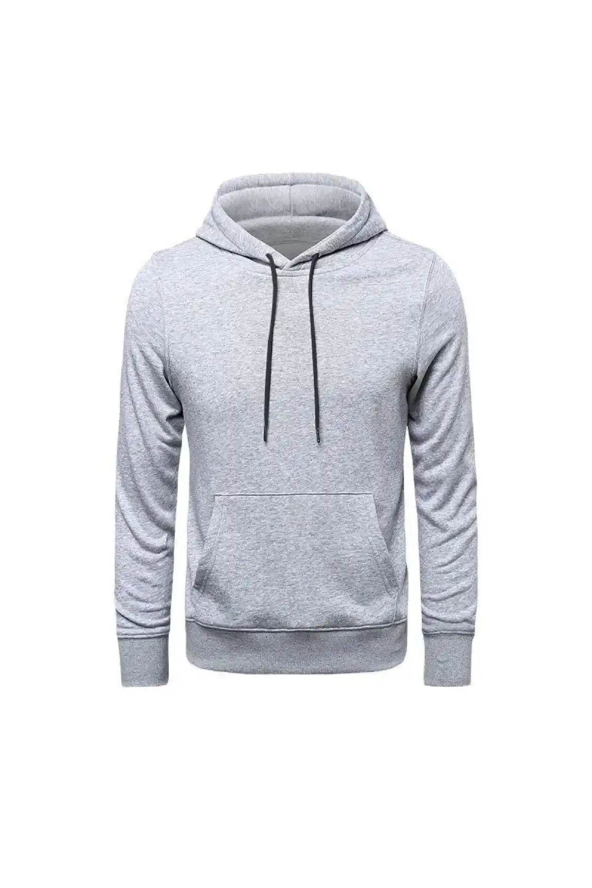 Erkek Uzun Kol Kapşonlu Basic Sweatshirt hoodie - Gri