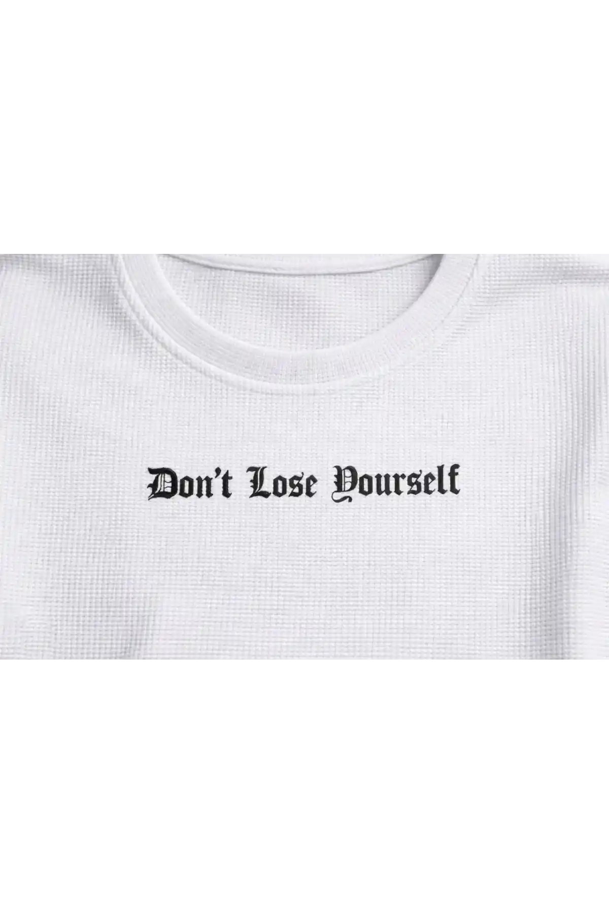 Erkek Wafıl Kumaş Tişört Regular Kalıp Bisiklet Yaka Baskılı Günlük Basic T-Shirt - Beyaz