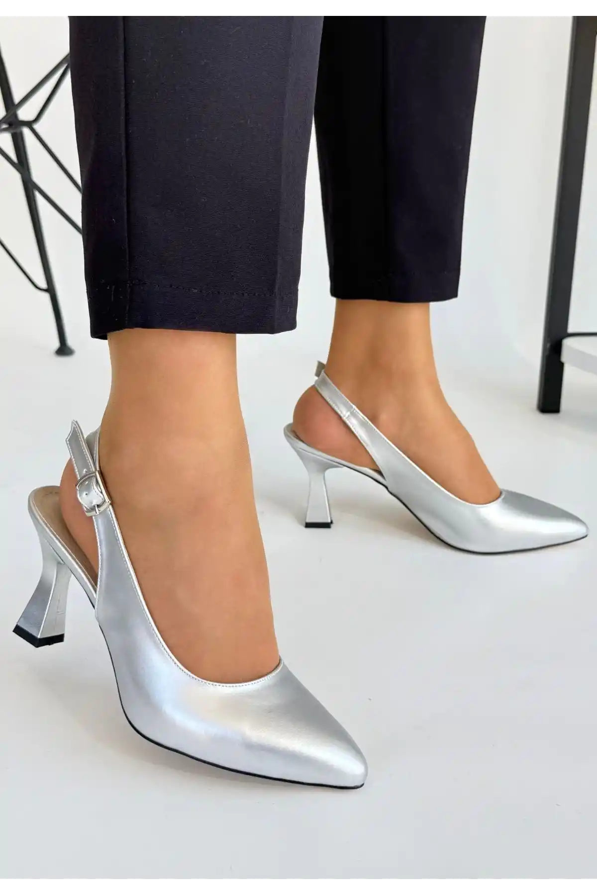 Ester Gri Cilt Topuklu Ayakkabı - GC