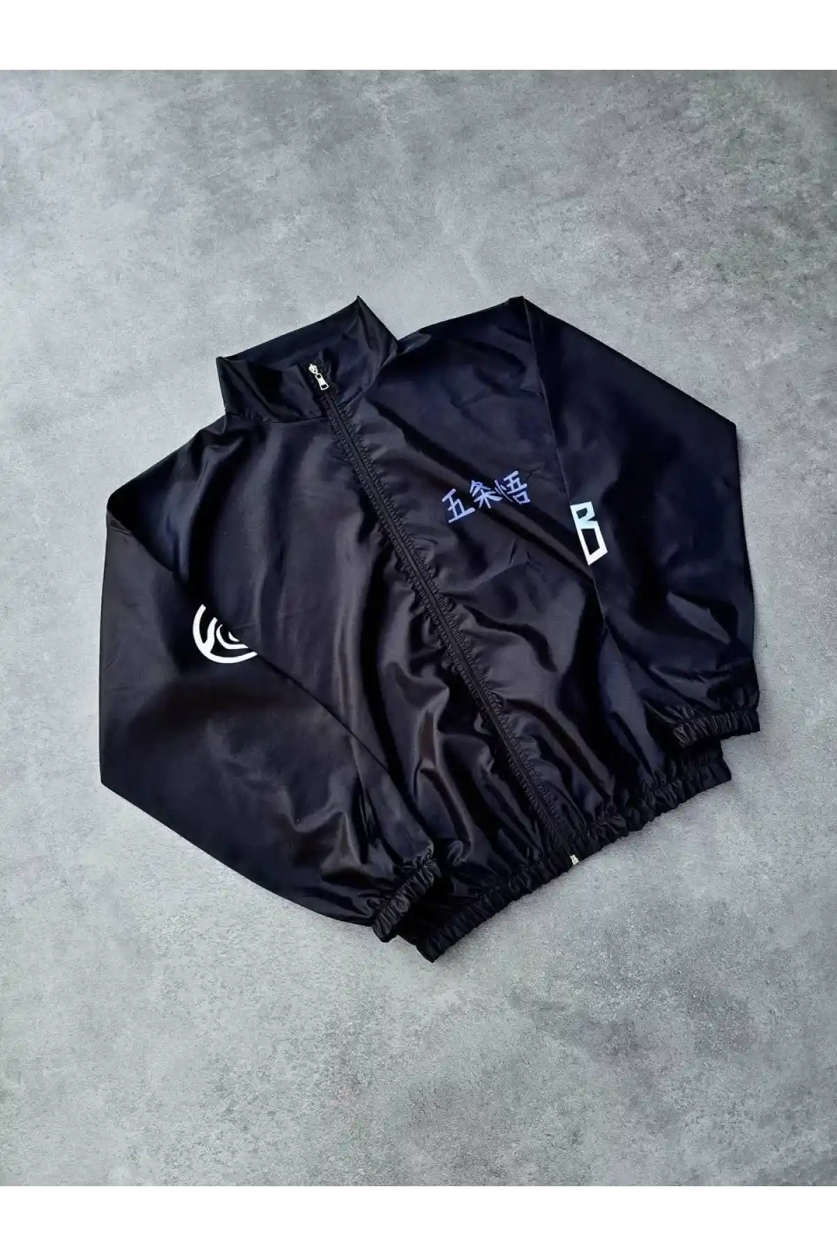 Fermuarlı Dijital Baskılı Rüzgarlık - Siyah