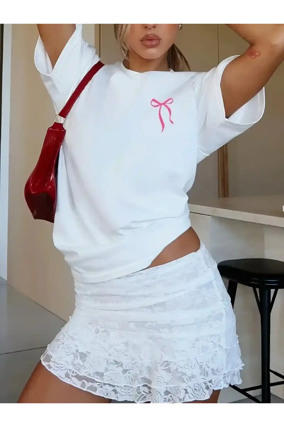 Sporda Günlük Hayata Giyilebilir GYM Baskılı Oversize Bisiklet Yaka Erkek T-shirt - Beyaz