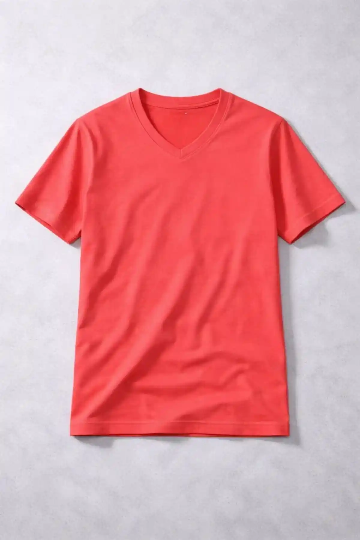 Genç Erkek Çocuk V Yaka Tişört Model - Nar Çiçeği