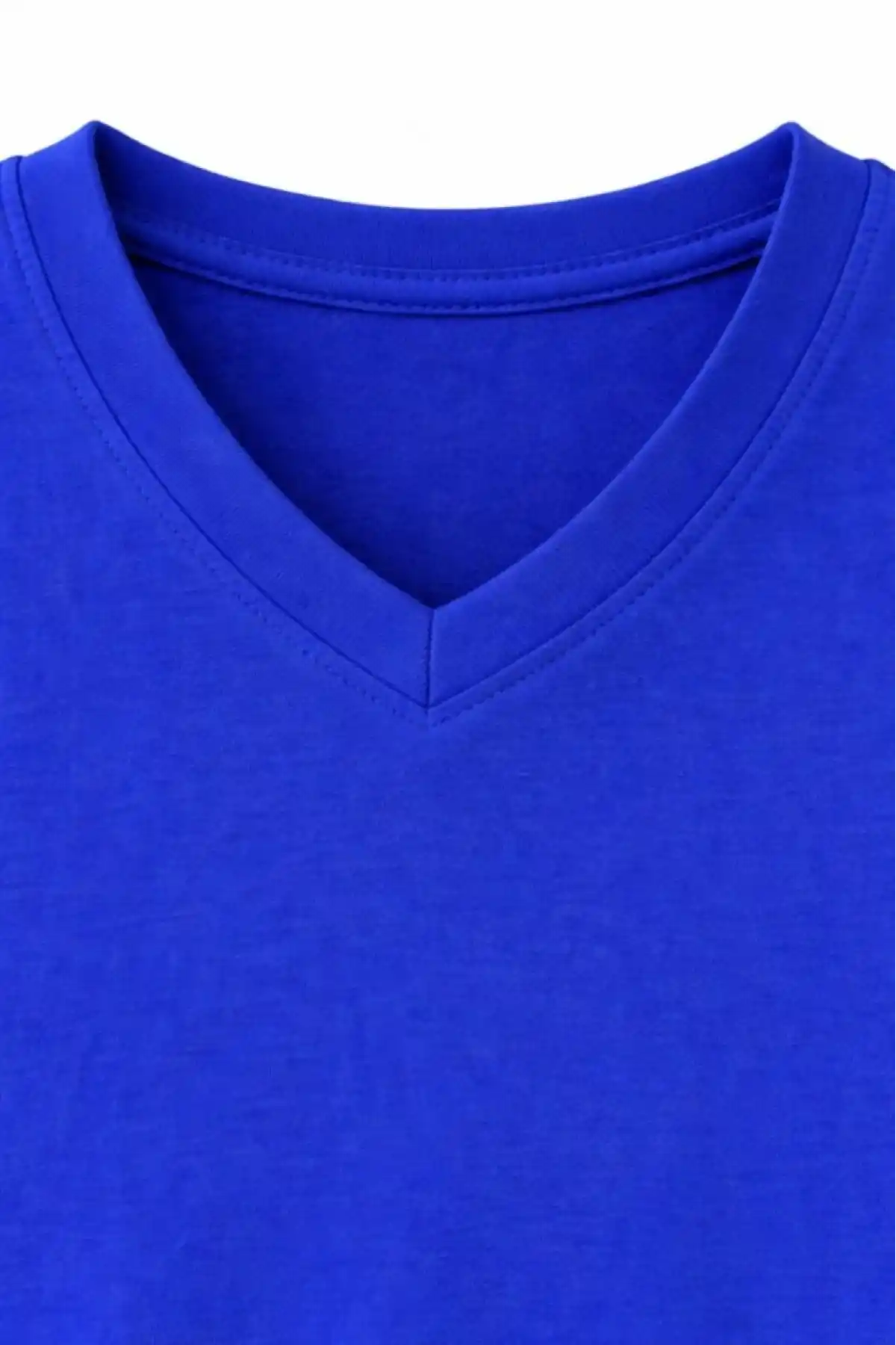 Genç Erkek Çocuk V Yaka Tişört Model - Saks Mavisi