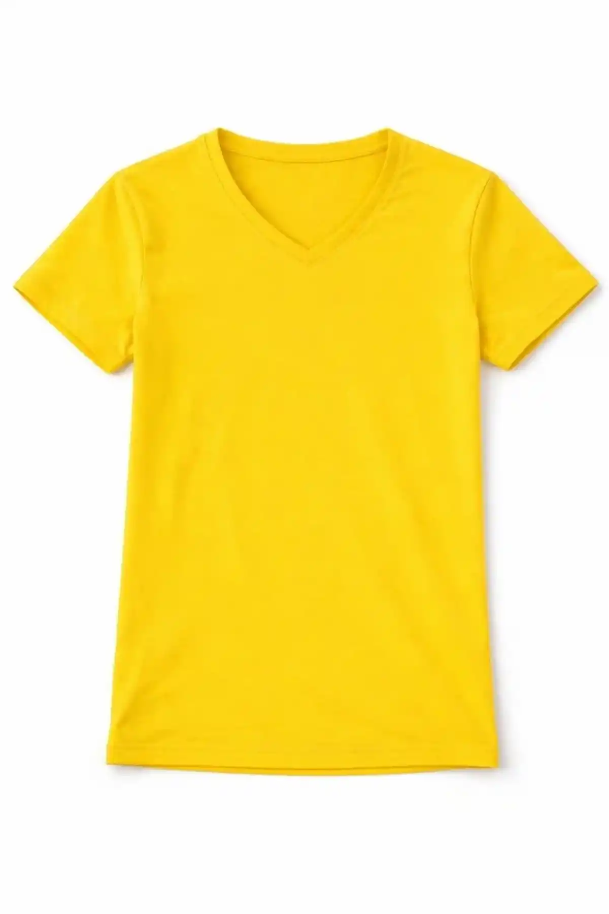 Genç Erkek Çocuk V Yaka Tişört Model - Sarı