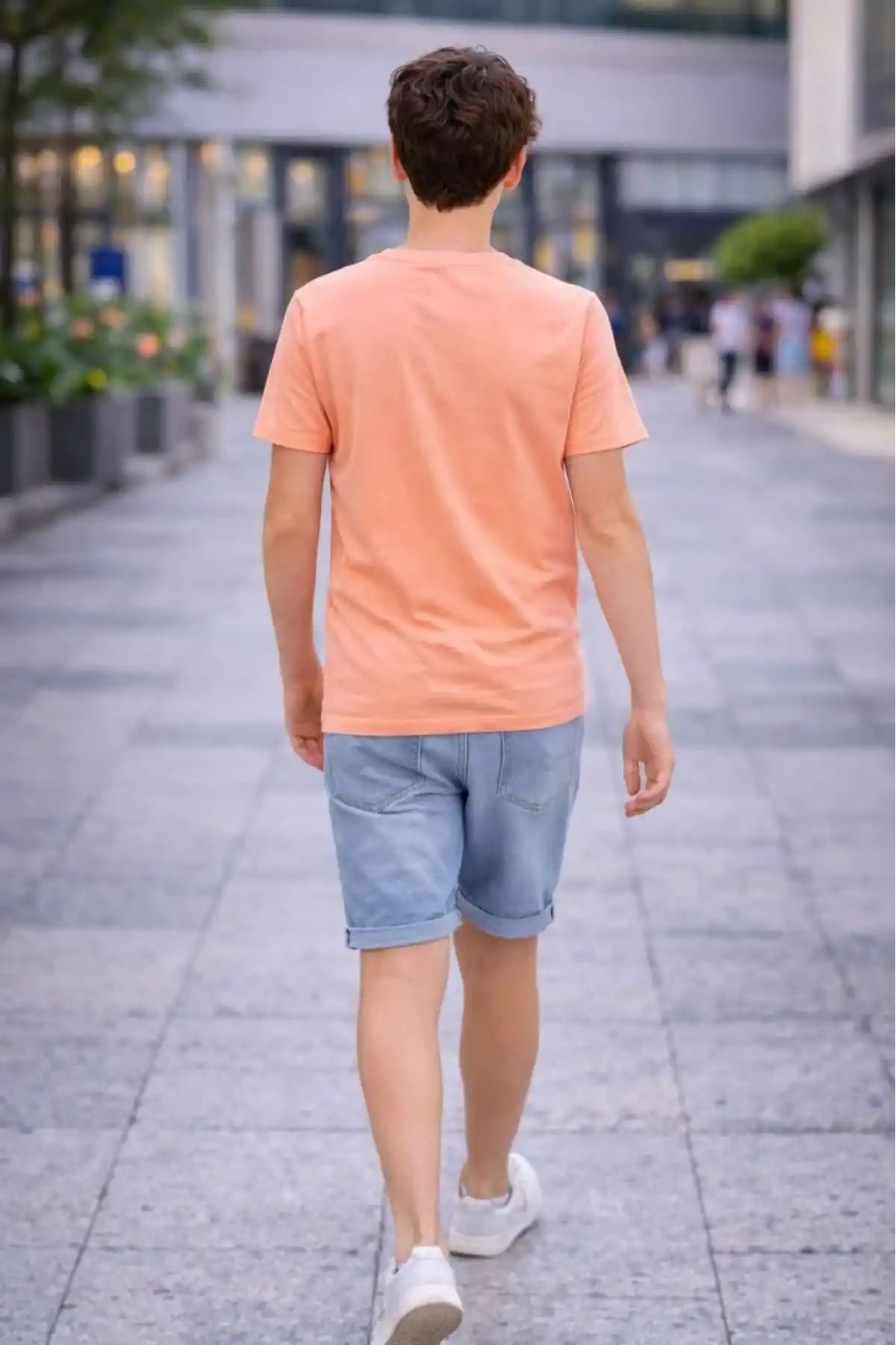 Genç Erkek Çocuk V Yaka Tişört Model - Toz Pembe