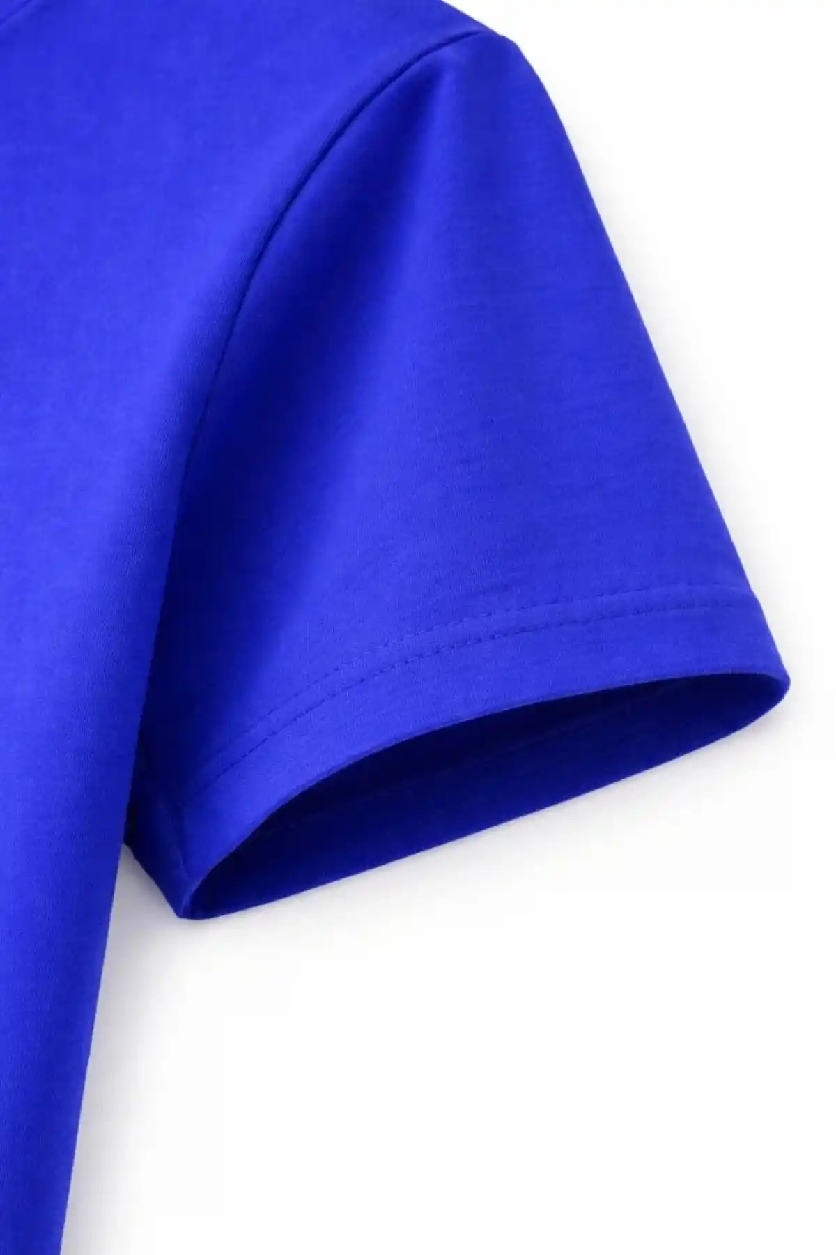 Genç Kız Çocuk V Yaka Tişört Model - Saks Mavisi