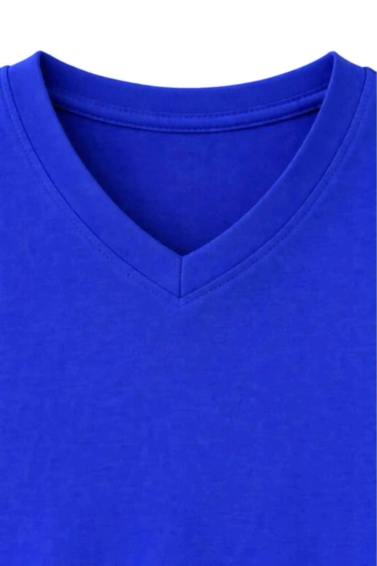 Genç Kız Çocuk V Yaka Tişört Model - Saks Mavisi