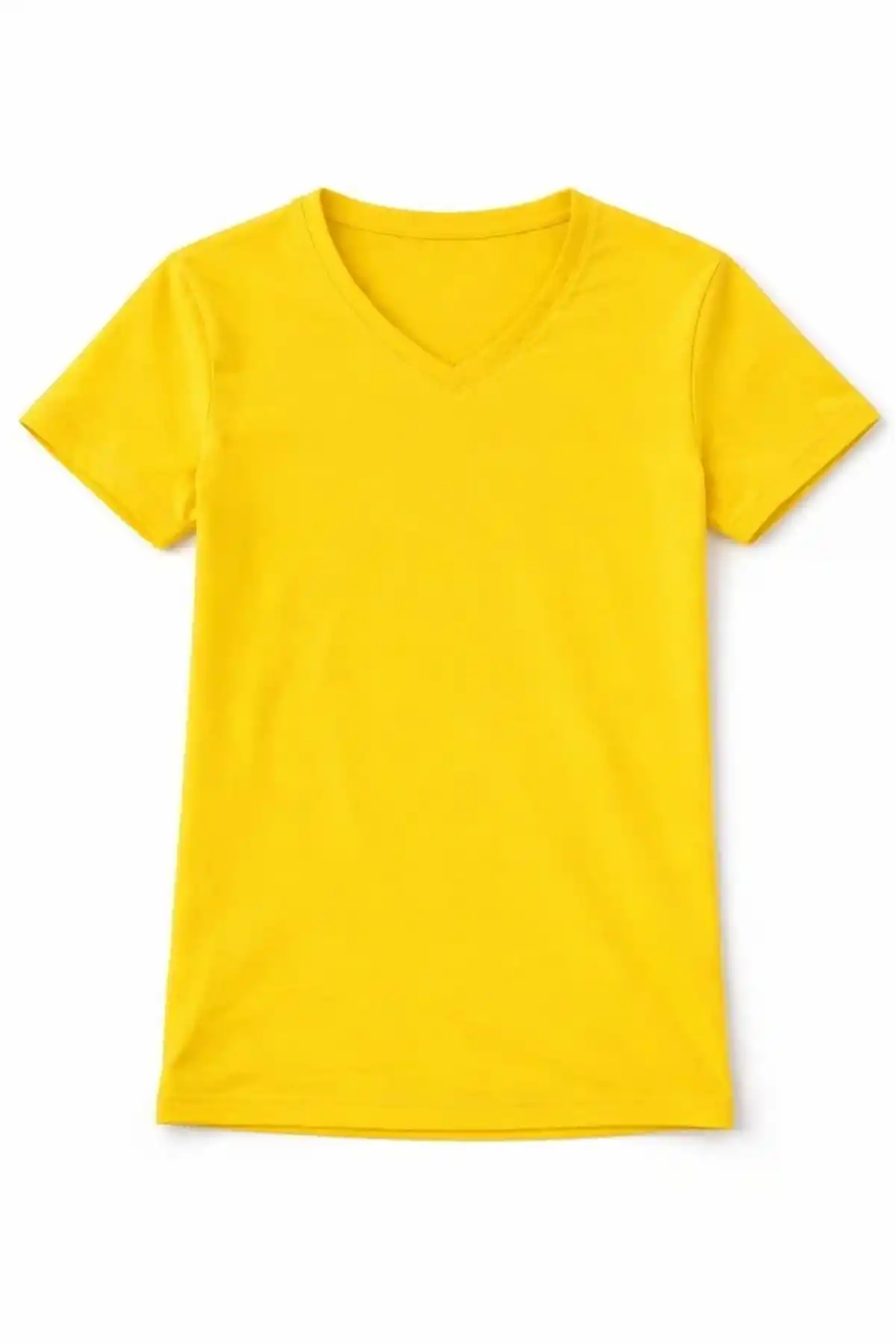 Genç Kız Çocuk V Yaka Tişört Model - Sarı