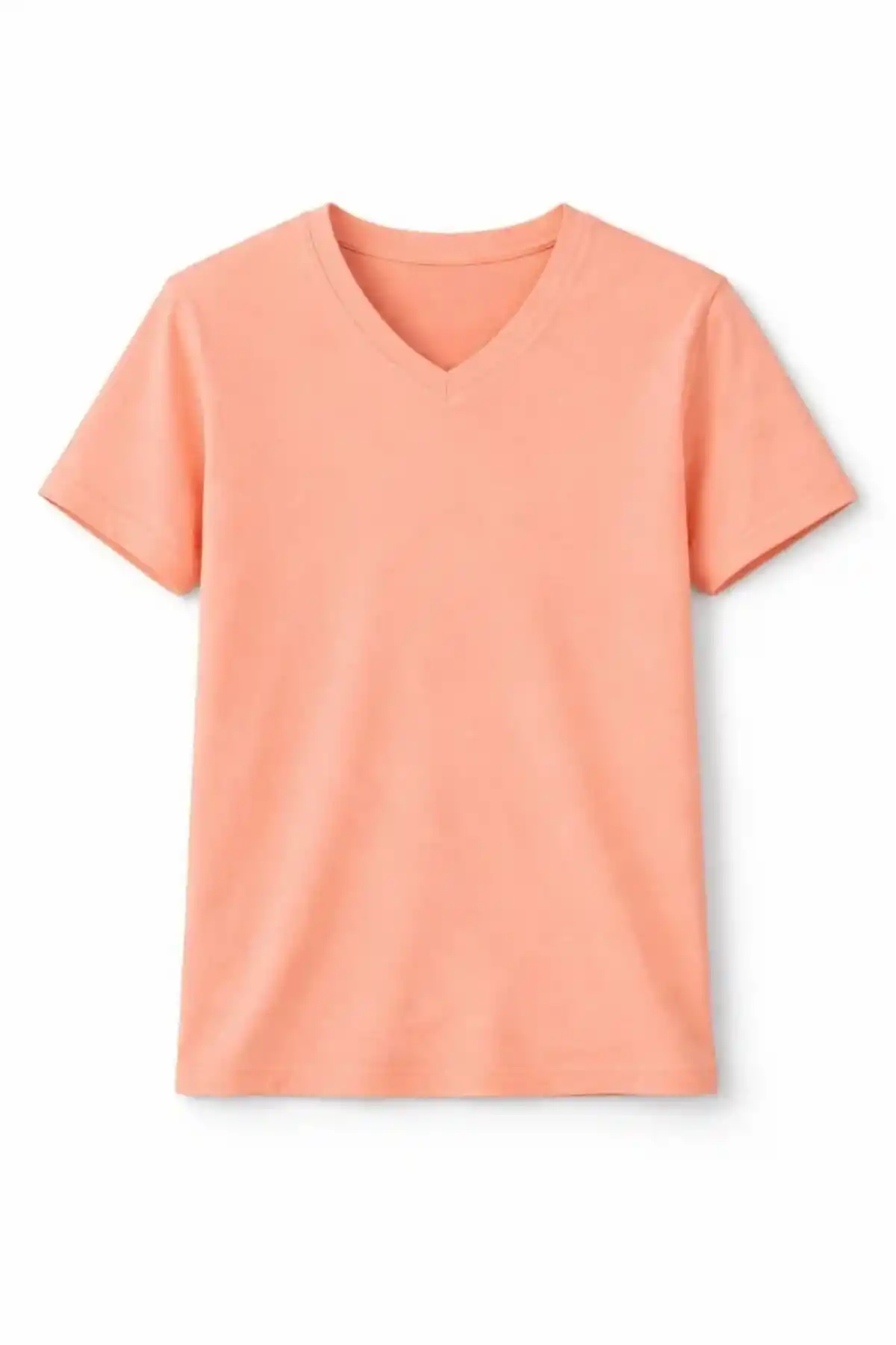 Genç Kız Çocuk V Yaka Tişört Model - Toz Pembe