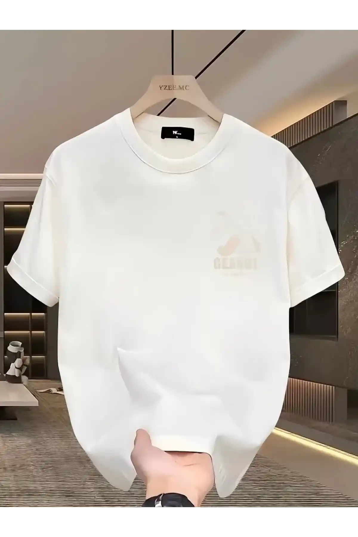 Geniş Kesim Pamuklu Tişört - GANDHI The Project Baskılı, Beyaz, Rahat Kesim, Kısa Kollu, Günlük Kıyafet, Her Gün Giyilebilecek Tişört- Beyaz