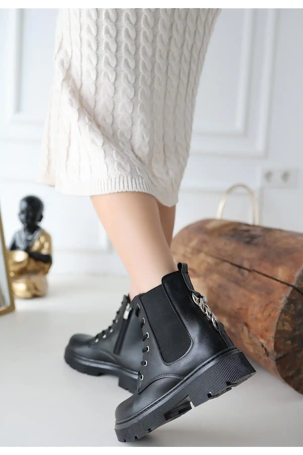 Harte Siyah Cilt Bağcıklı Bot - GC