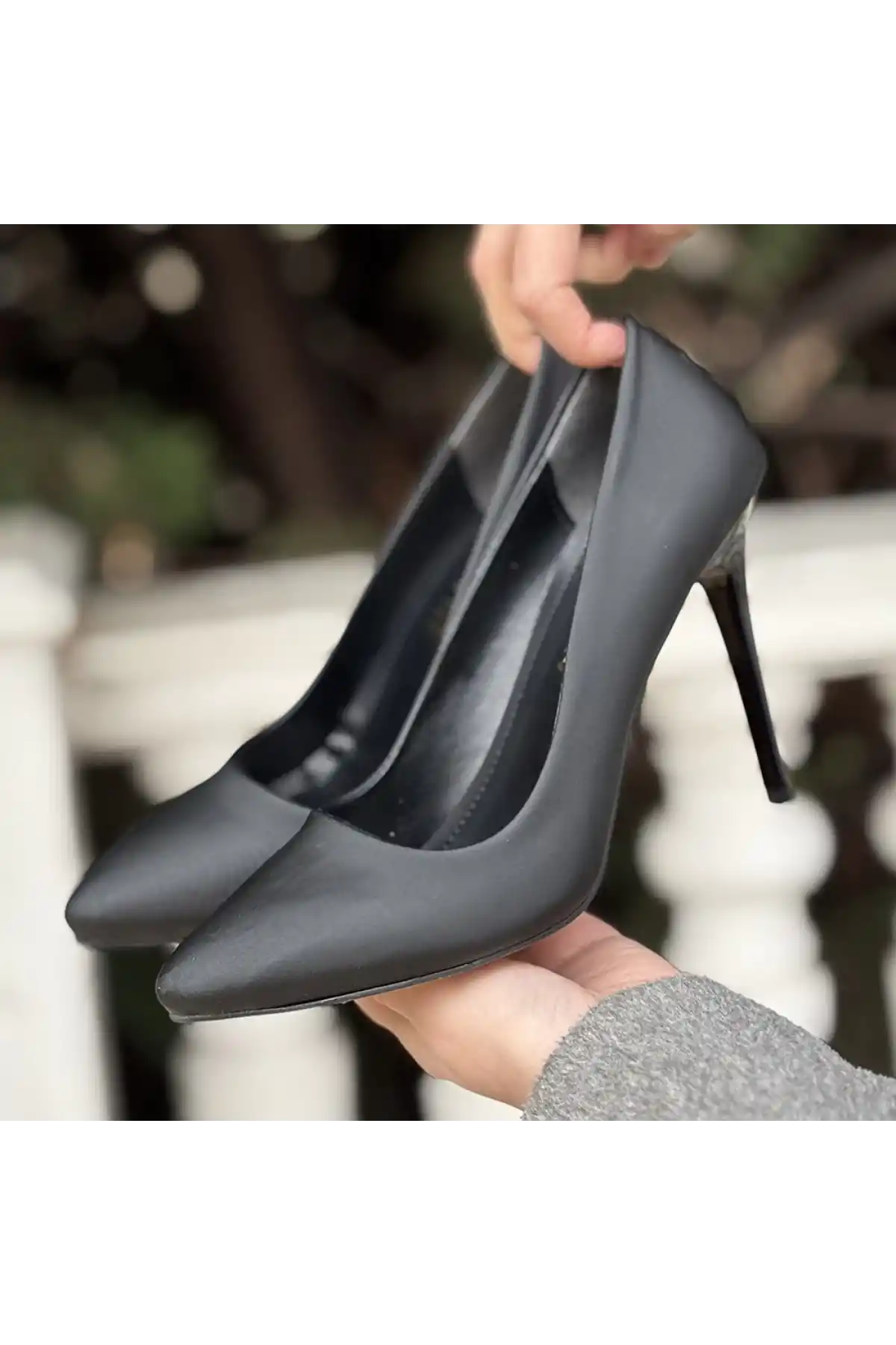 Hillar Siyah Saten Stiletto Ayakkabı - GC