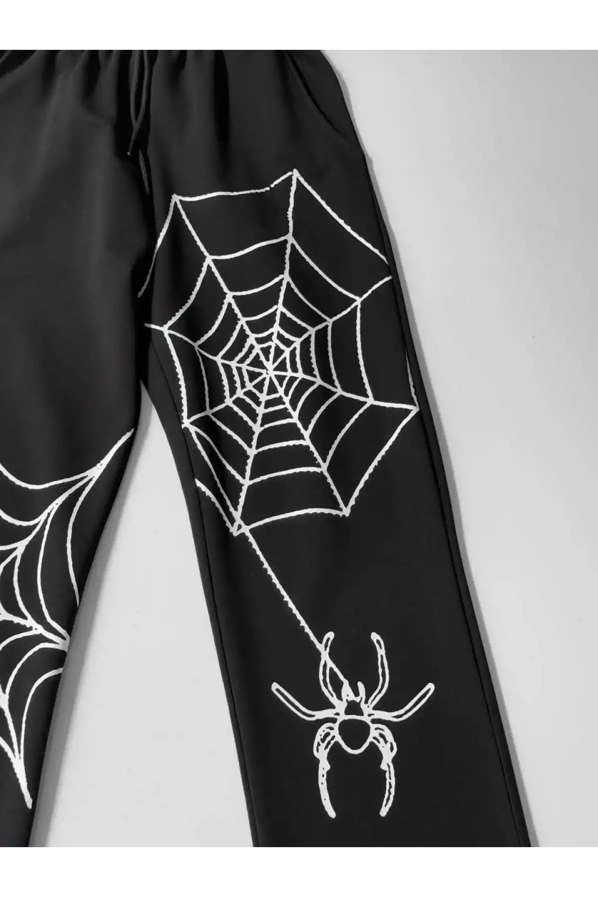 İki İplik Kumaş Örümcek Baskılı Esofman - Siyah