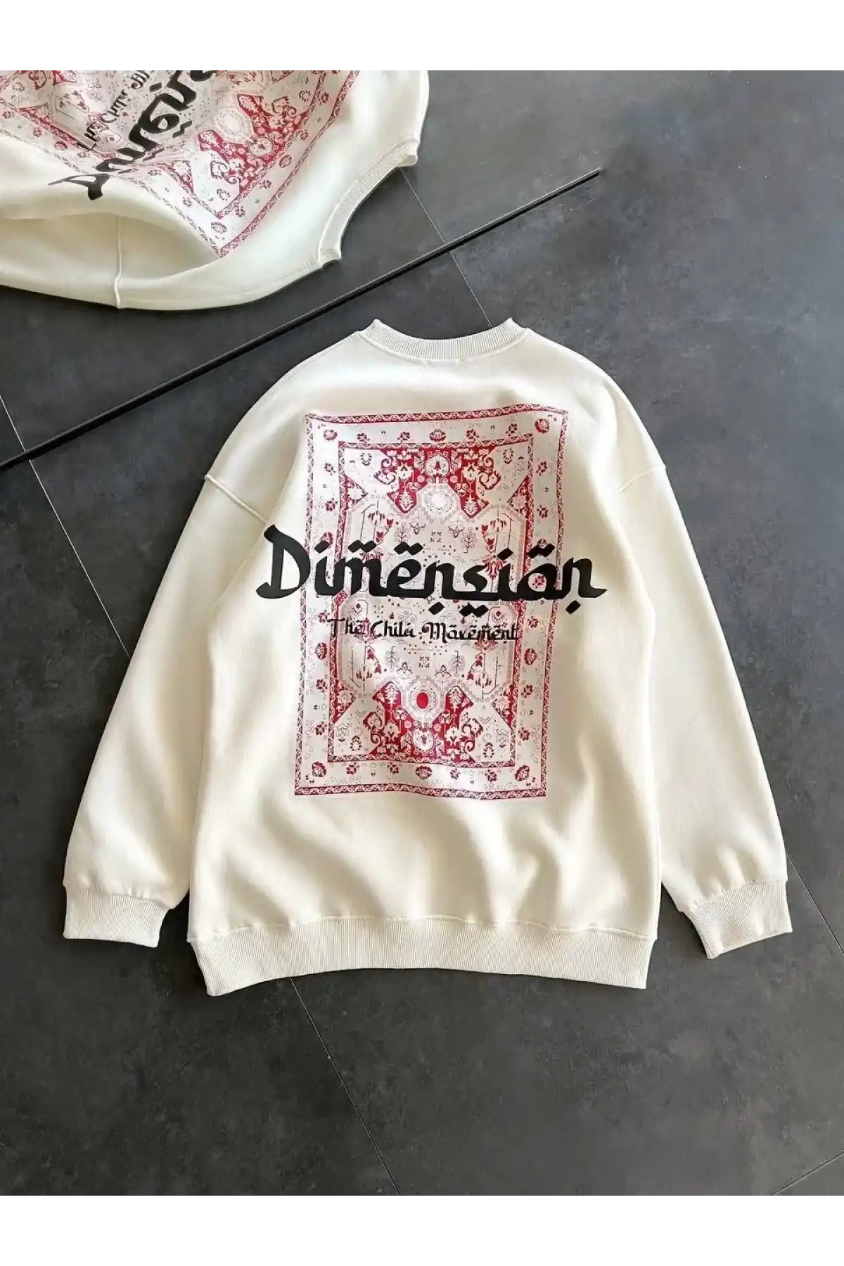 Kadın 3 İplik Pamuklu Bisiklet Yaka Baskılı SweatShirt - Beyaz
