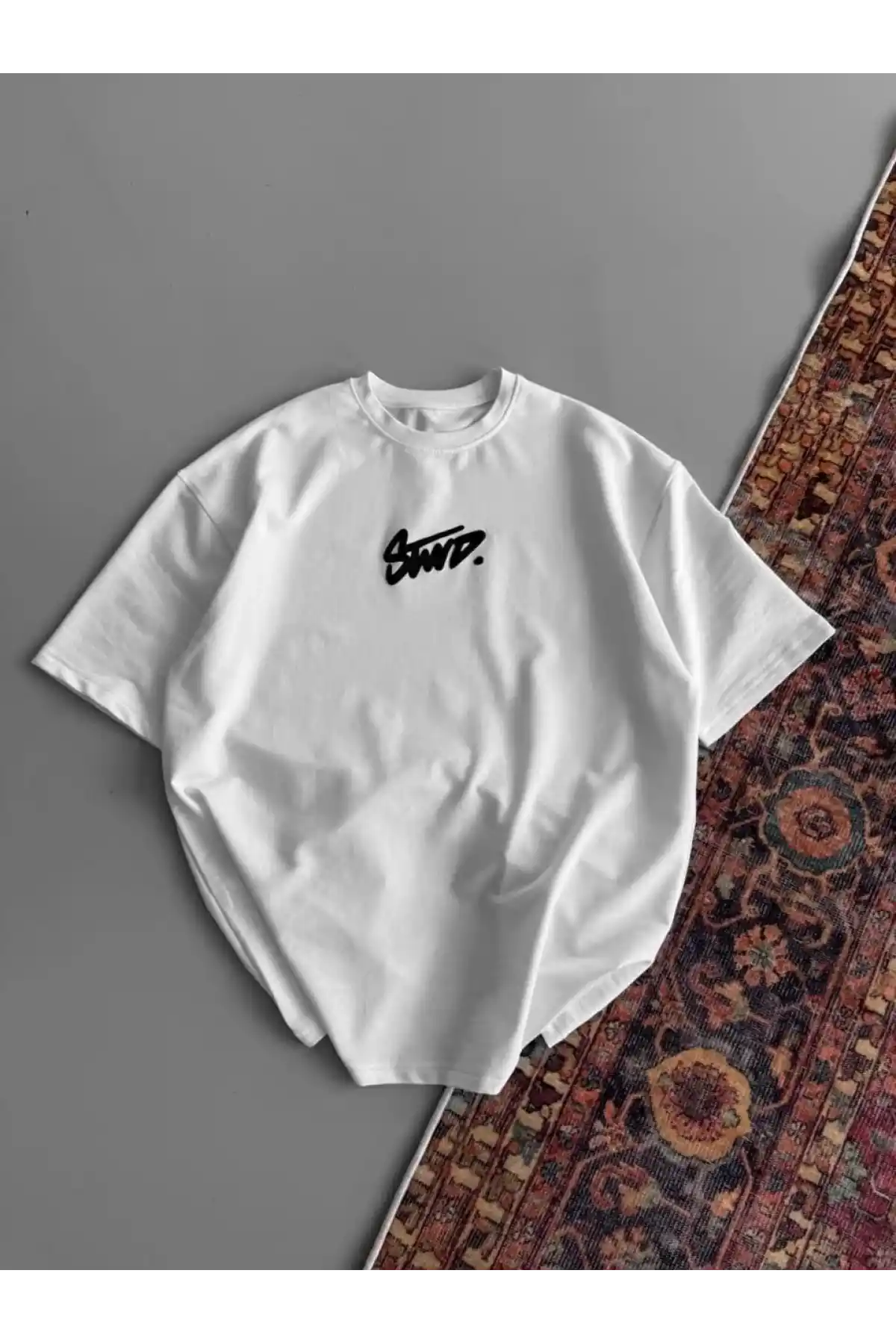 Kadın Baskılı Oversize T-shirt - Beyaz