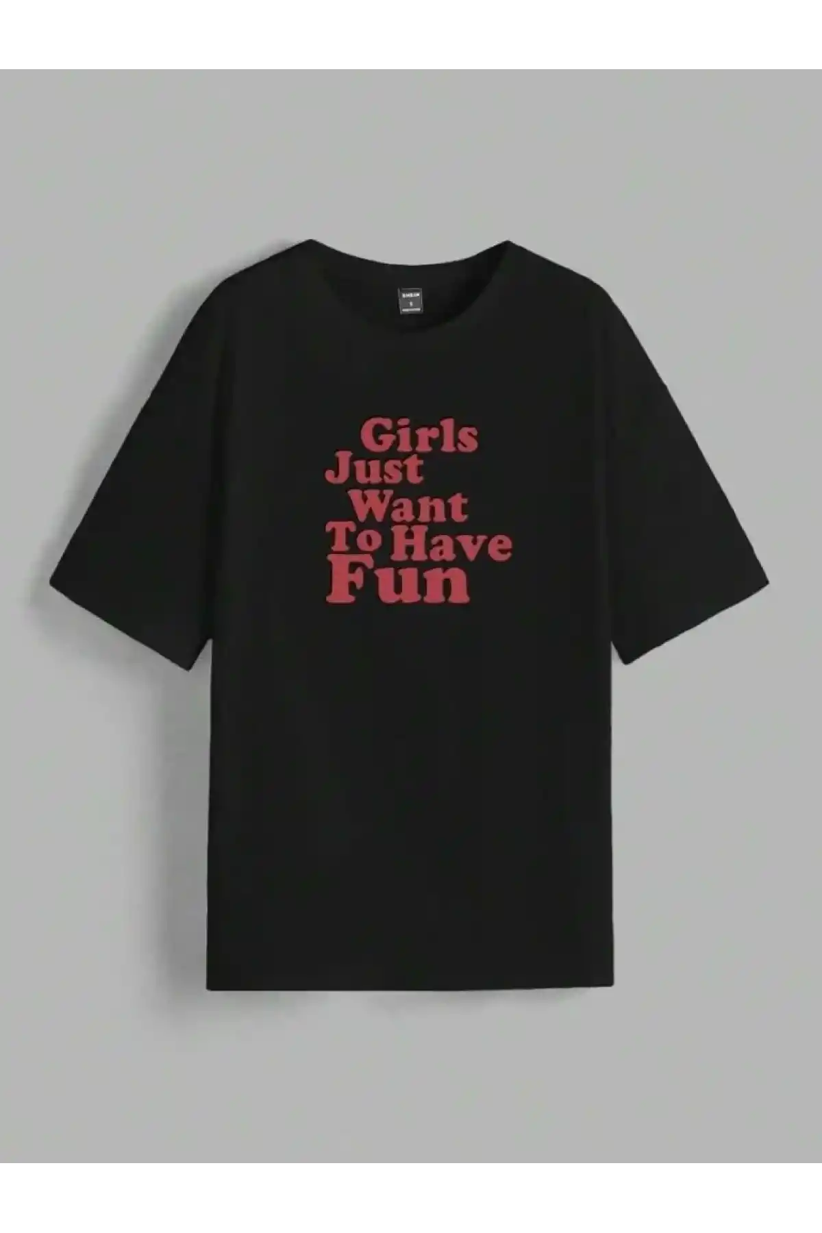 Kadın Baskılı Oversize T-shirt - Siyah