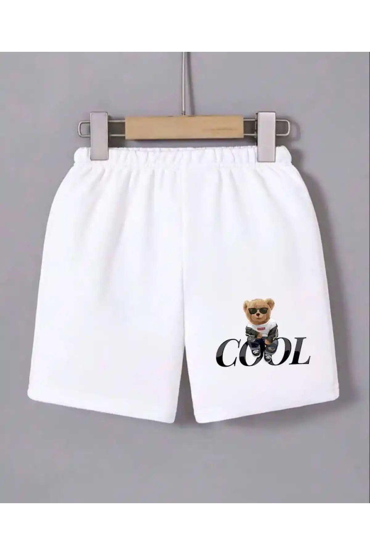 Kadın Beli Lastikli Baskılı Mini Şort - Beyaz