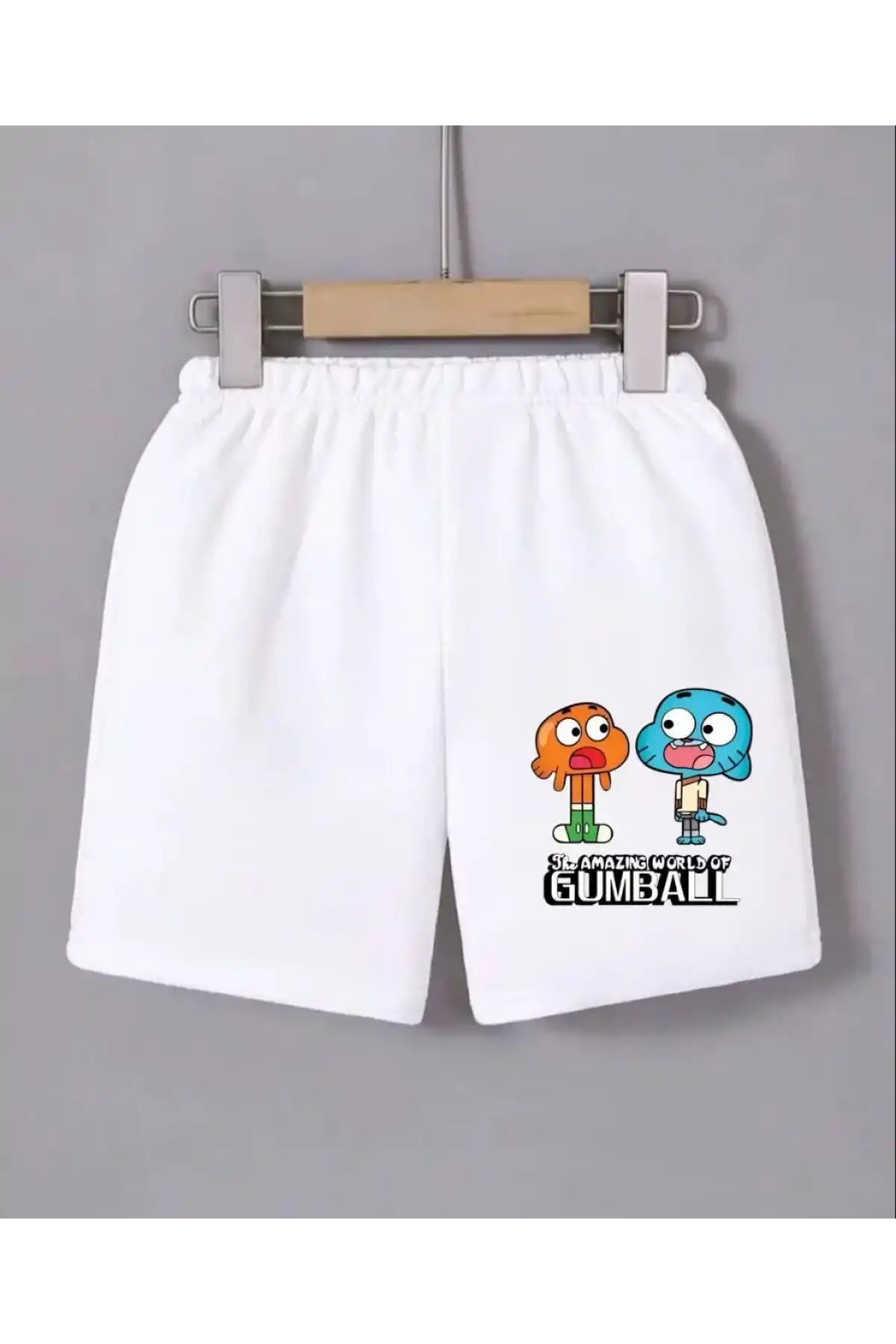 Kadın Beli Lastikli Baskılı Mini Şort - Beyaz