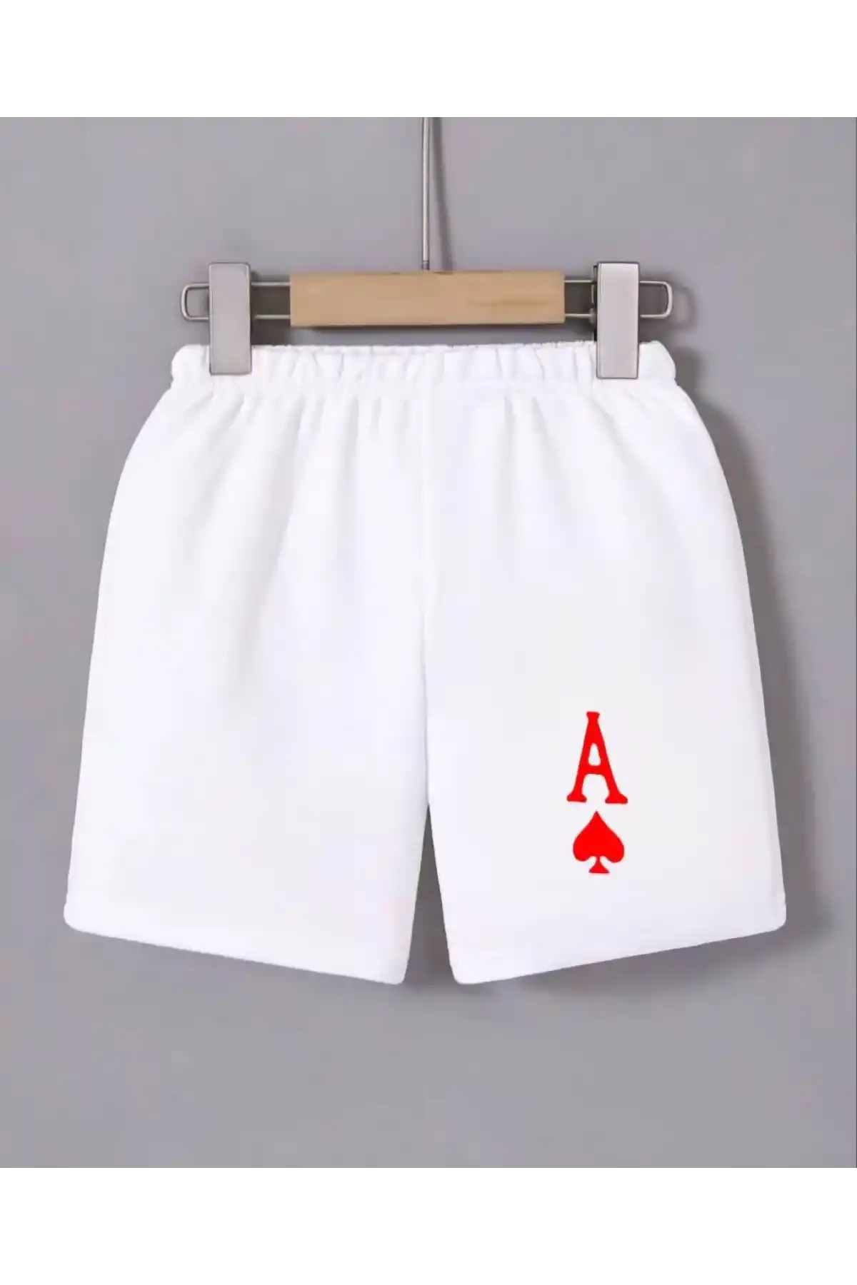 Kadın Beli Lastikli Baskılı Mini Şort - Beyaz