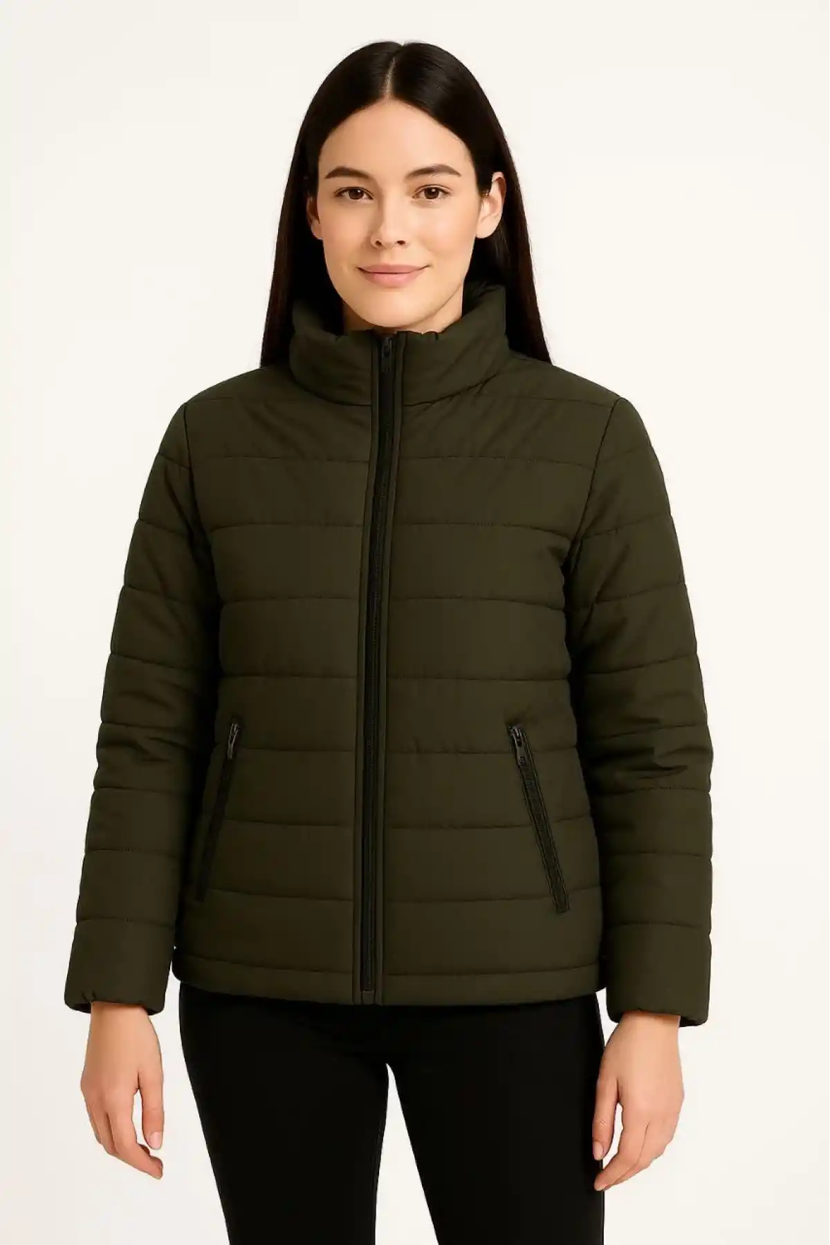 Kadın Bomber Mont Ceket – Su İtici Kumaş, Kapitone Astarlı, Fermuarlı, Kışlık - Haki