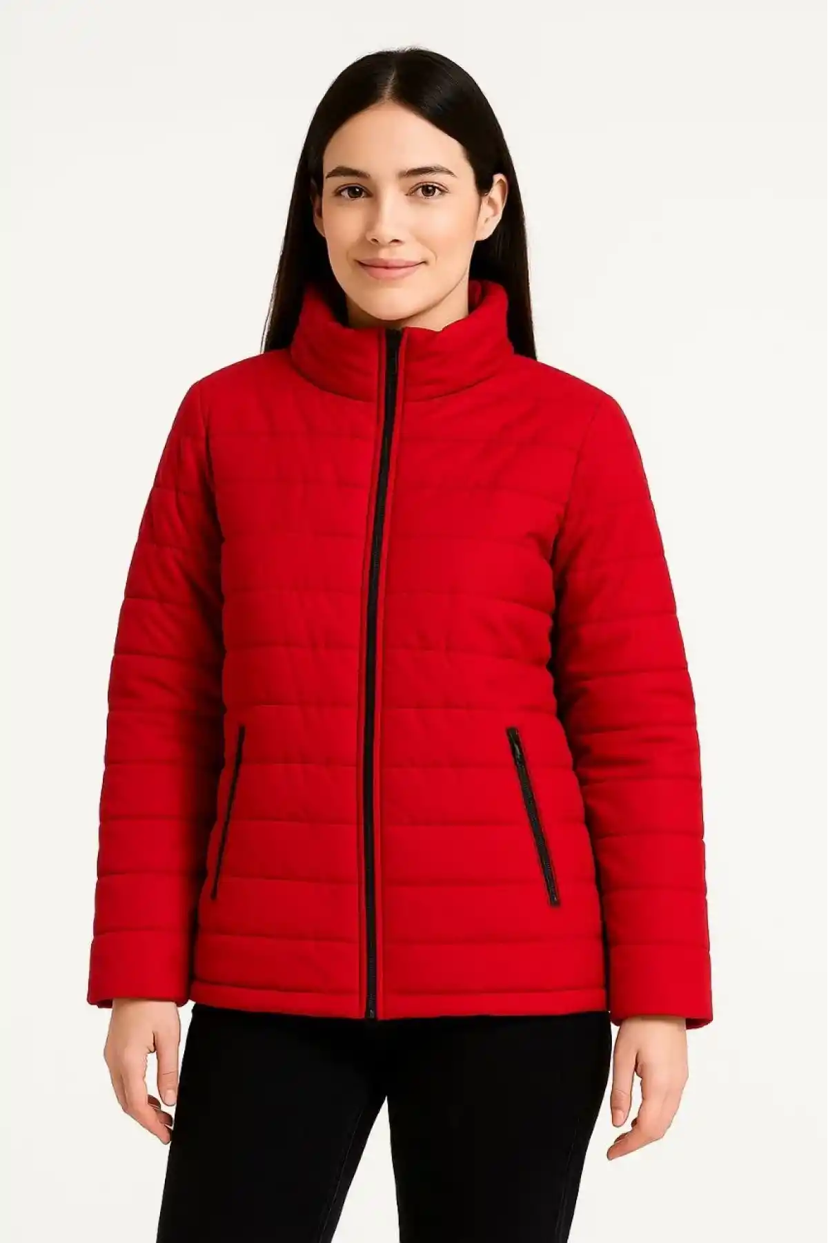 Kadın Bomber Mont Ceket – Su İtici Kumaş, Kapitone Astarlı, Fermuarlı, Kışlık - Kırmızı