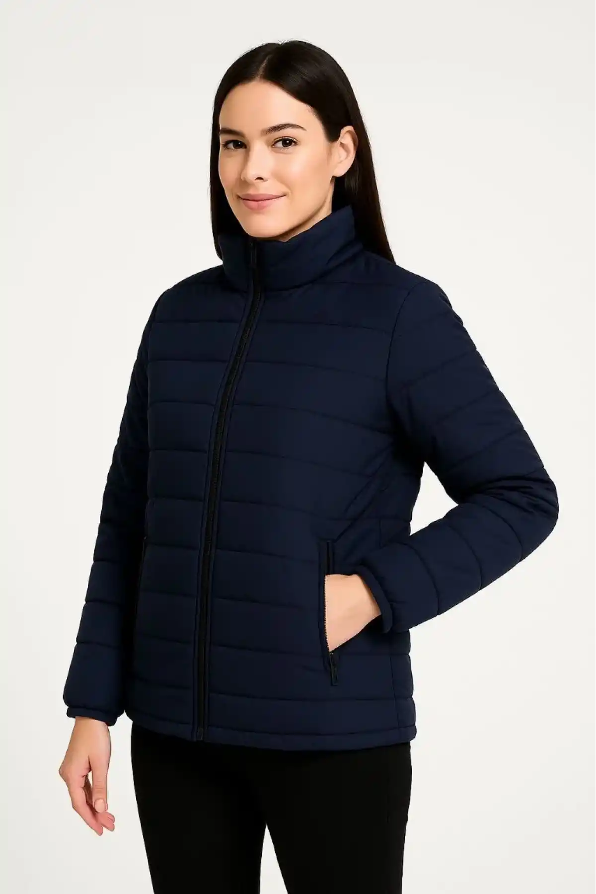 Kadın Bomber Mont Ceket – Su İtici Kumaş, Kapitone Astarlı, Fermuarlı, Kışlık - Lacivert