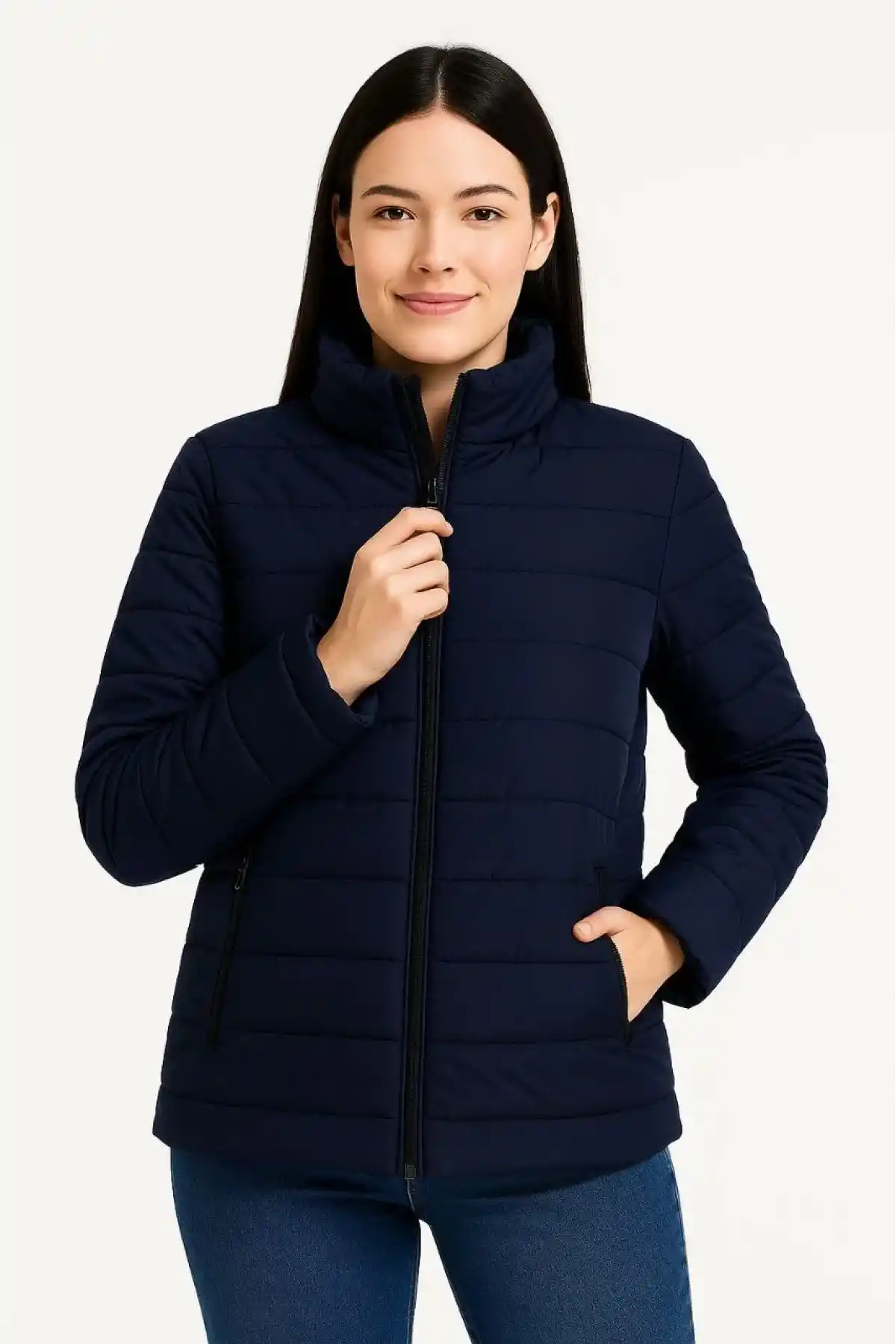 Kadın Bomber Mont Ceket – Su İtici Kumaş, Kapitone Astarlı, Fermuarlı, Kışlık - Lacivert