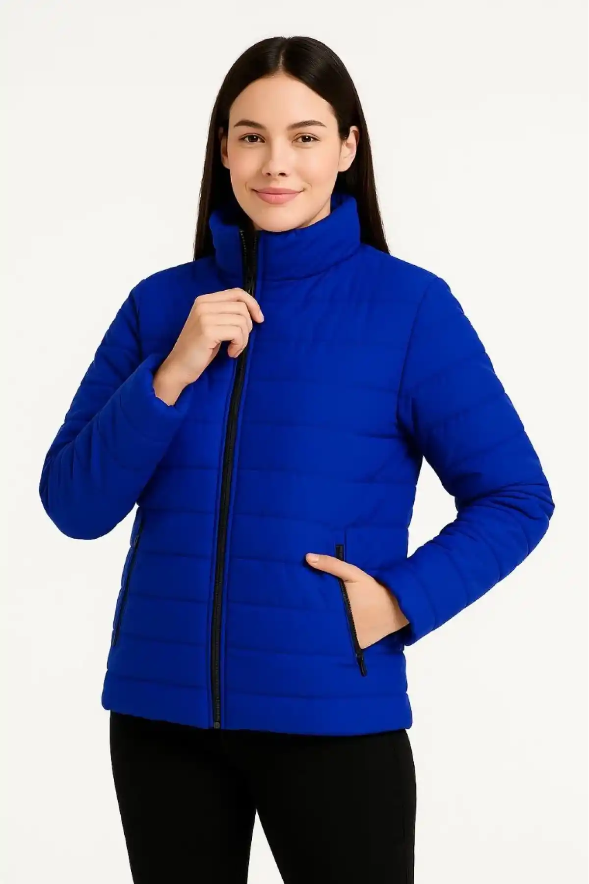 Kadın Bomber Mont Ceket – Su İtici Kumaş, Kapitone Astarlı, Fermuarlı, Kışlık - Saks Mavisi