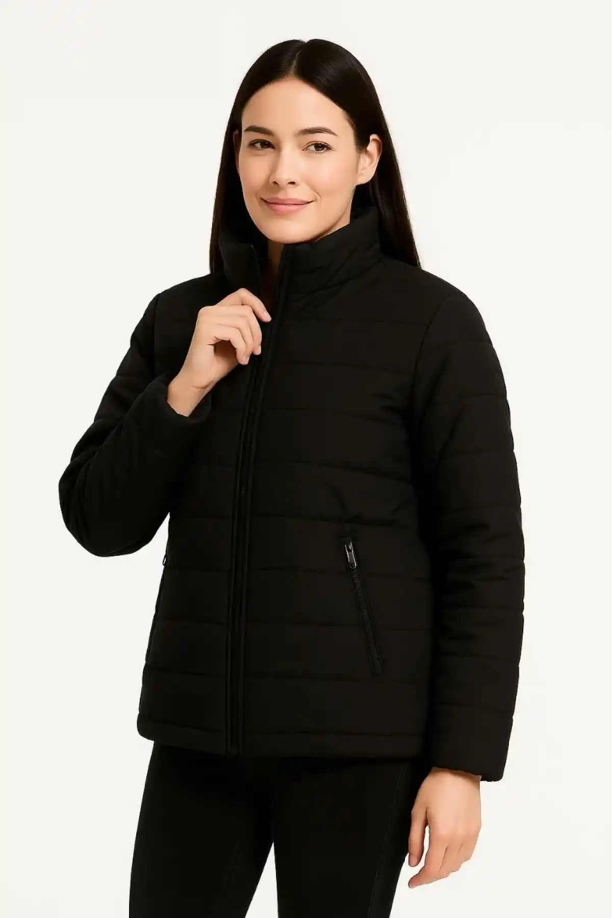 Kadın Bomber Mont Ceket – Su İtici Kumaş, Kapitone Astarlı, Fermuarlı, Kışlık - Siyah