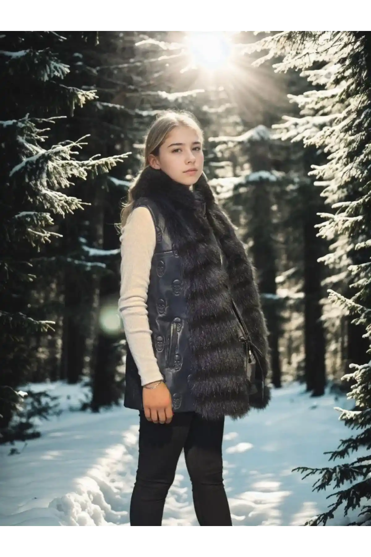 Kadın Kolsuz Fermuarlı Yelek - Lacivert